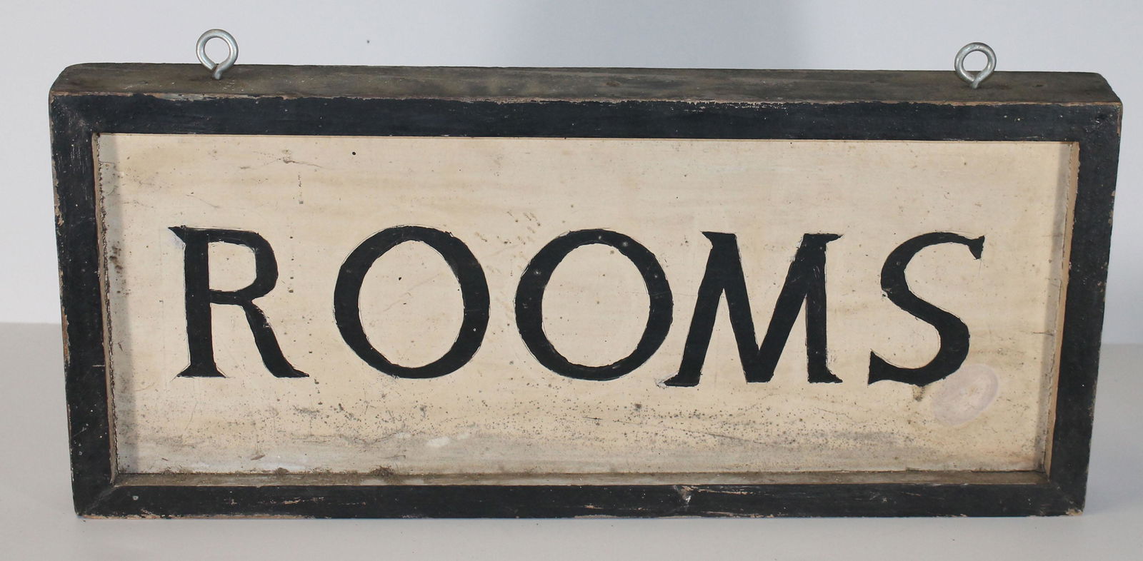 Antique wooden painted double sided trade sign "Rooms" (1 of 2)