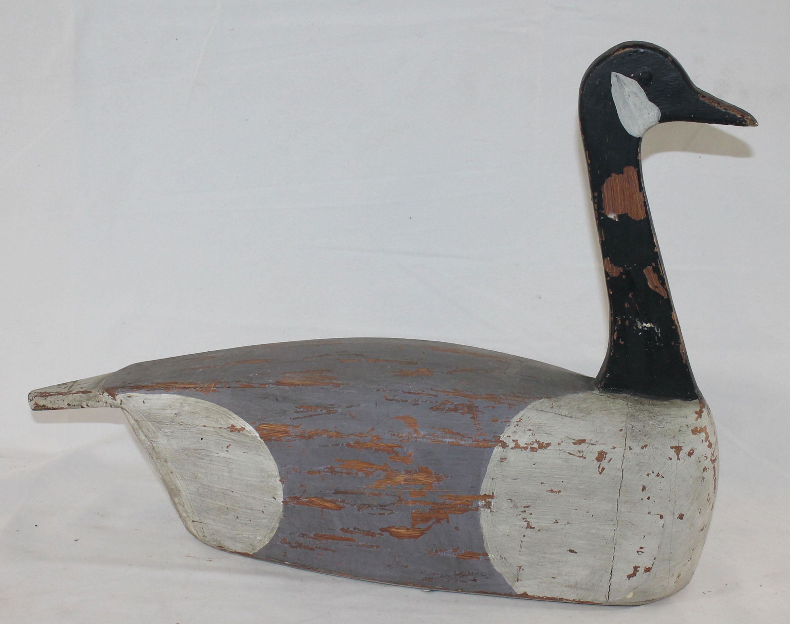 carved & painted wooden goose decoy - 21" long x 16" (1 of 5)