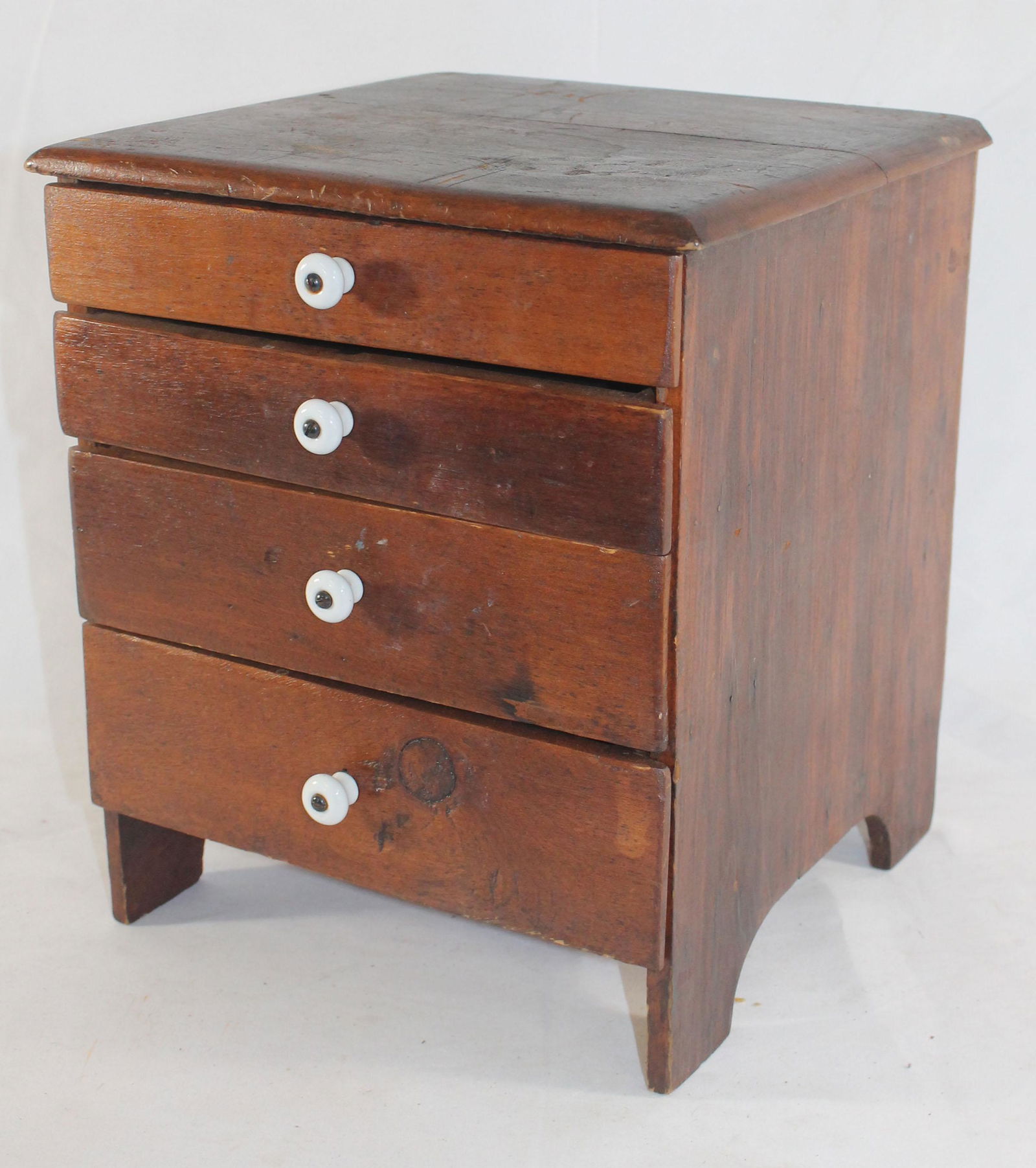 miniature 4 drawer chest w porcelain knobs - child or (1 of 2)