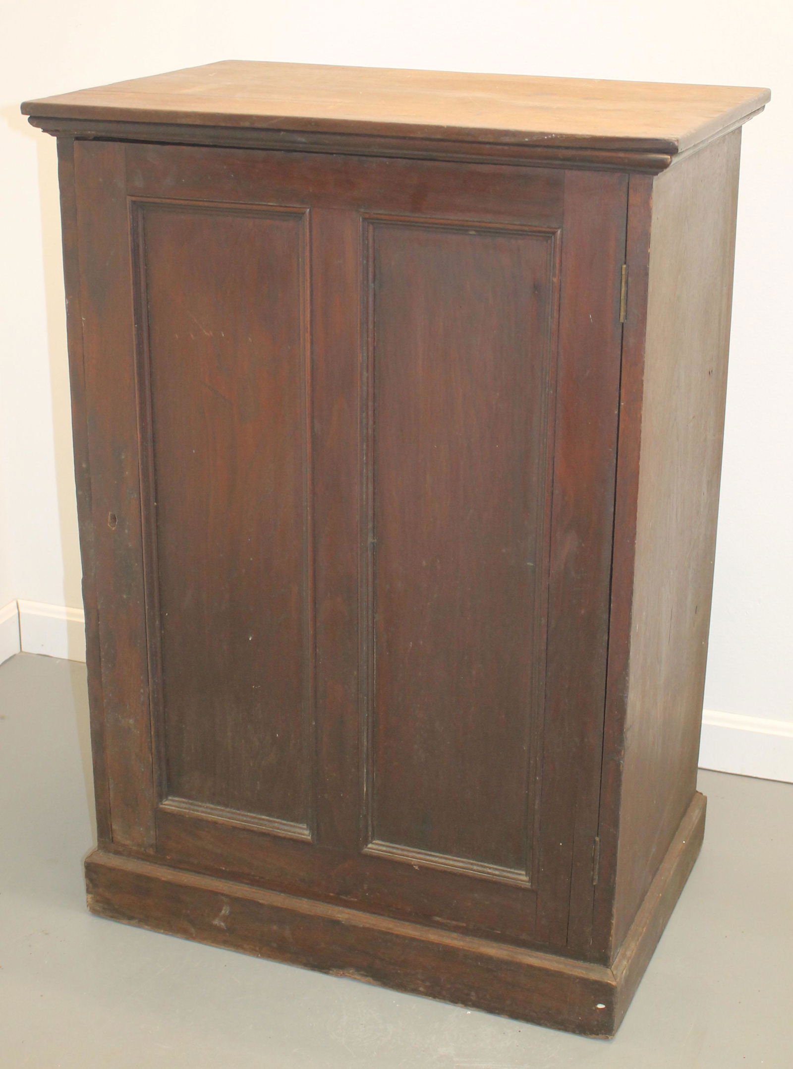 19thC walnut 1 double paneled door cupboard - 40" tall (1 of 4)