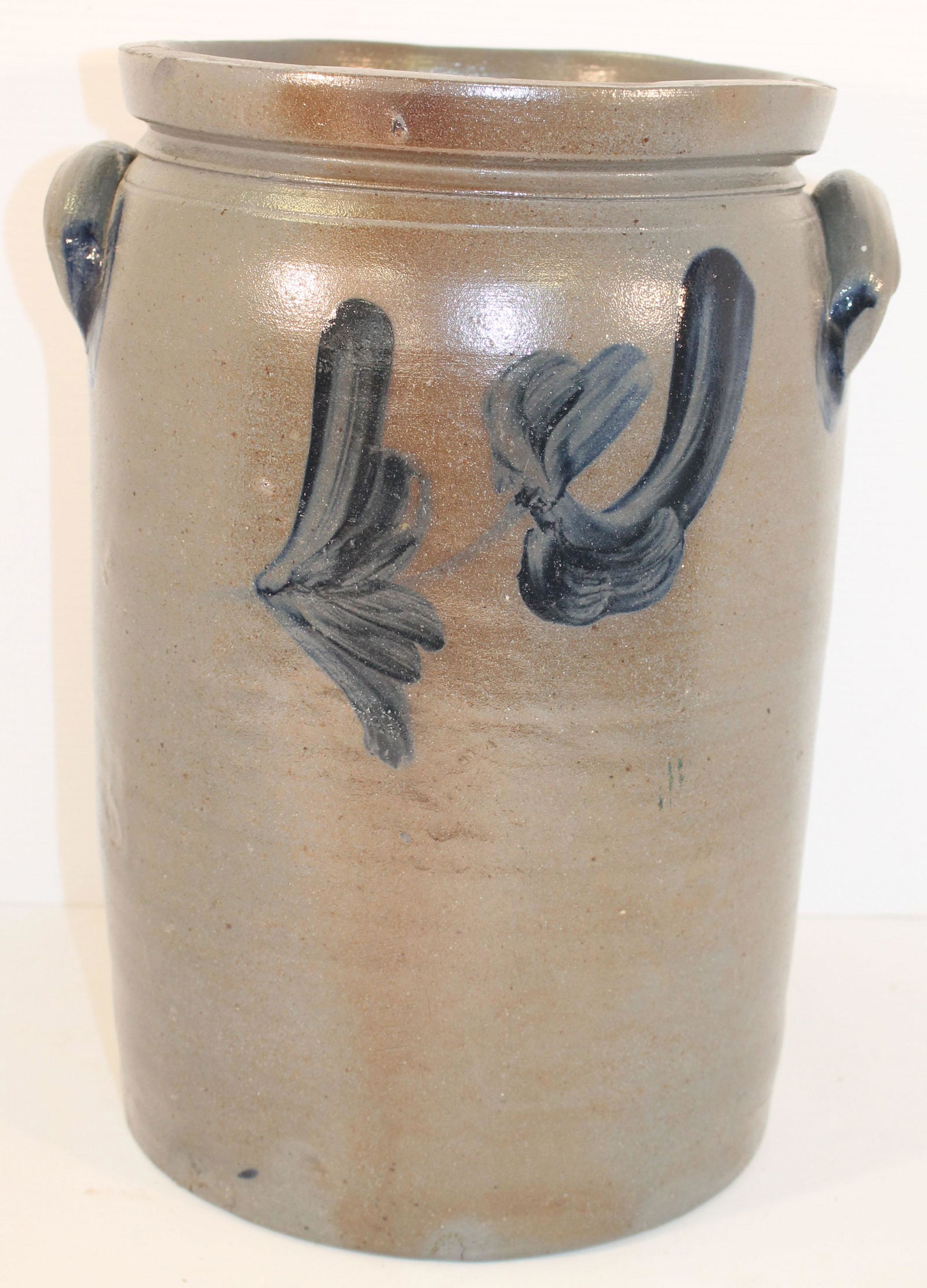 19thC Mid-Atlantic stoneware cobalt dec jar - T. (1 of 11)