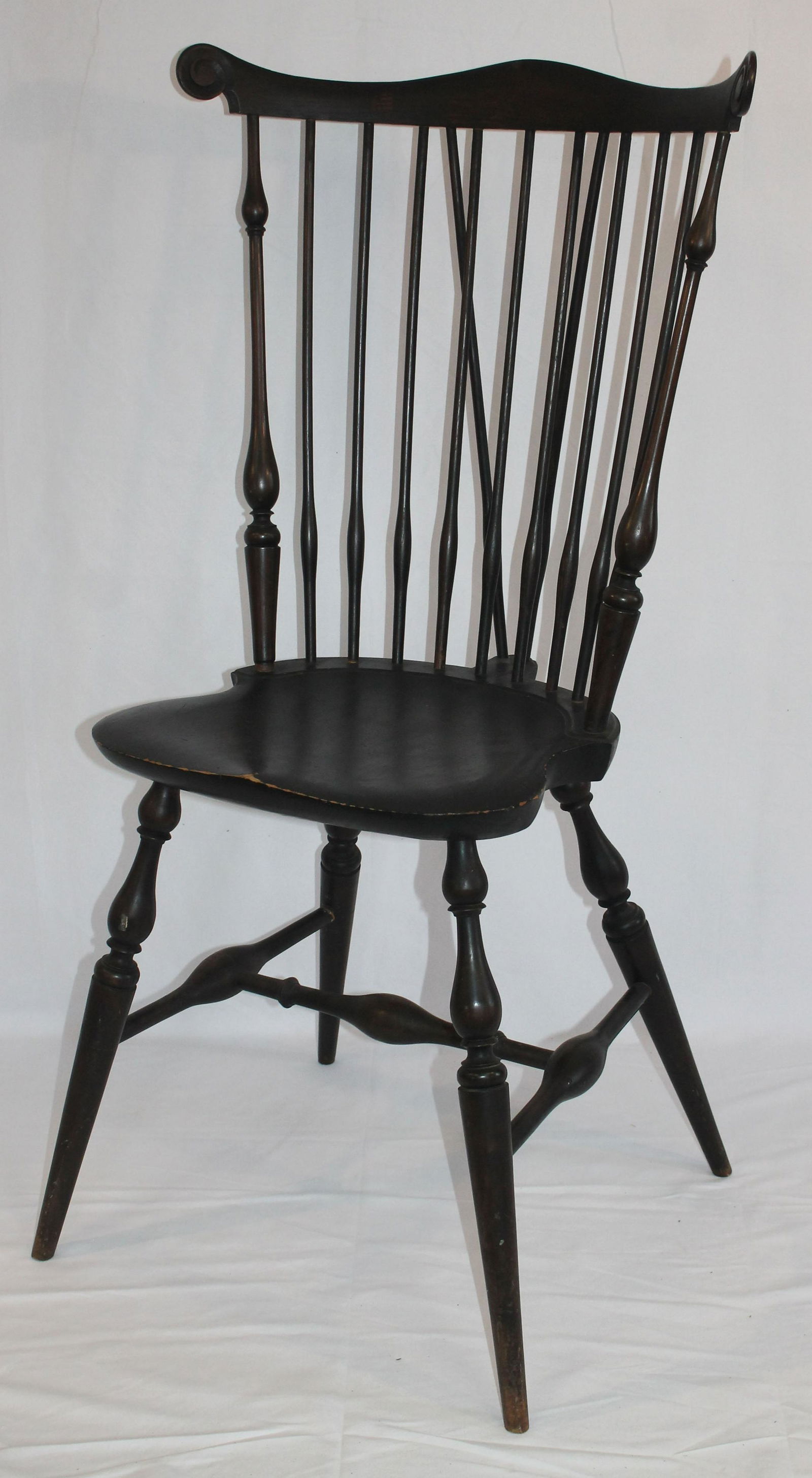 Wallace Nutting tall fanback Windsor chair in brown (1 of 9)