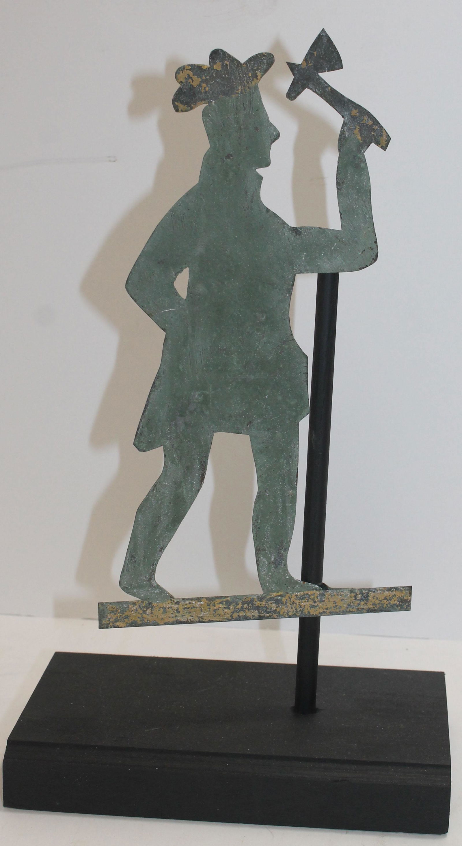 Sheet tin weathervane of a Native American w tomahawk (1 of 7)