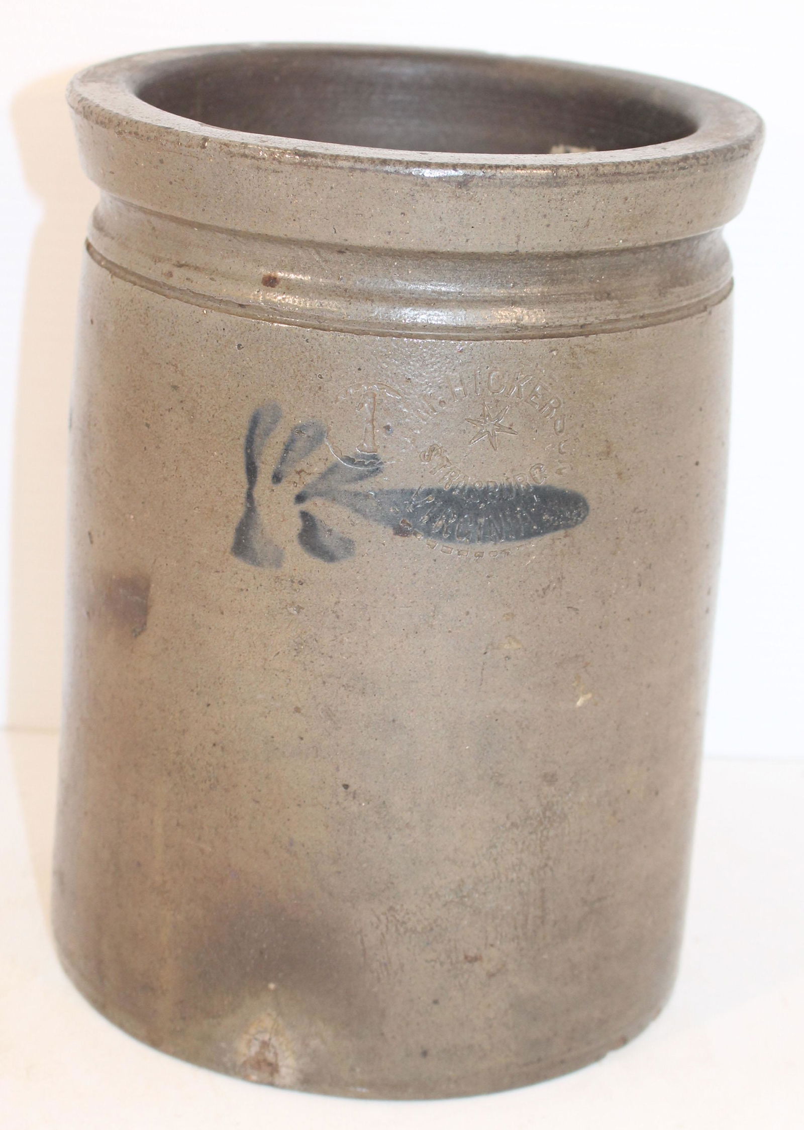 19thC Mid-Atlantic stoneware jar w cobalt dec - (1 of 9)