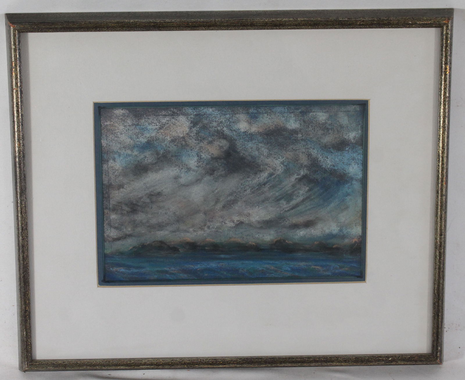 Pastel on paper Ocean scene - sgnd illegibly - 5 1/2"x8 (1 of 7)