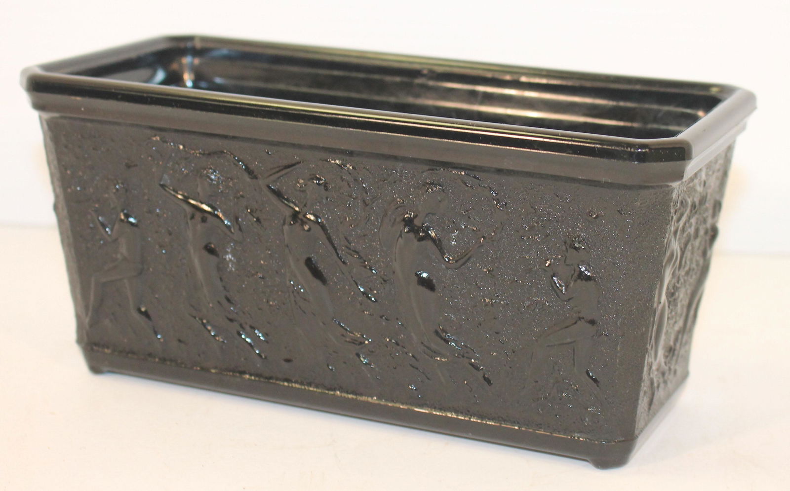 Art Nouveau ebony glass open dresser box or small (1 of 5)