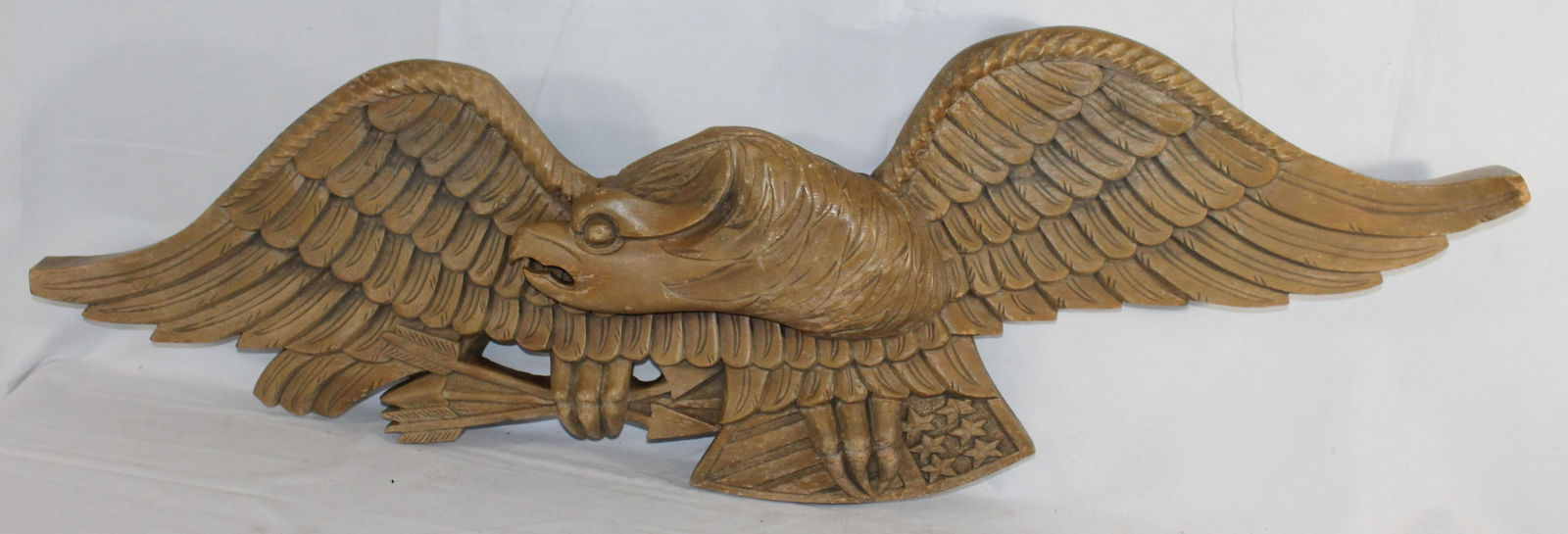 Vintage hand carved wooden eagle plaque w shield & (1 of 6)