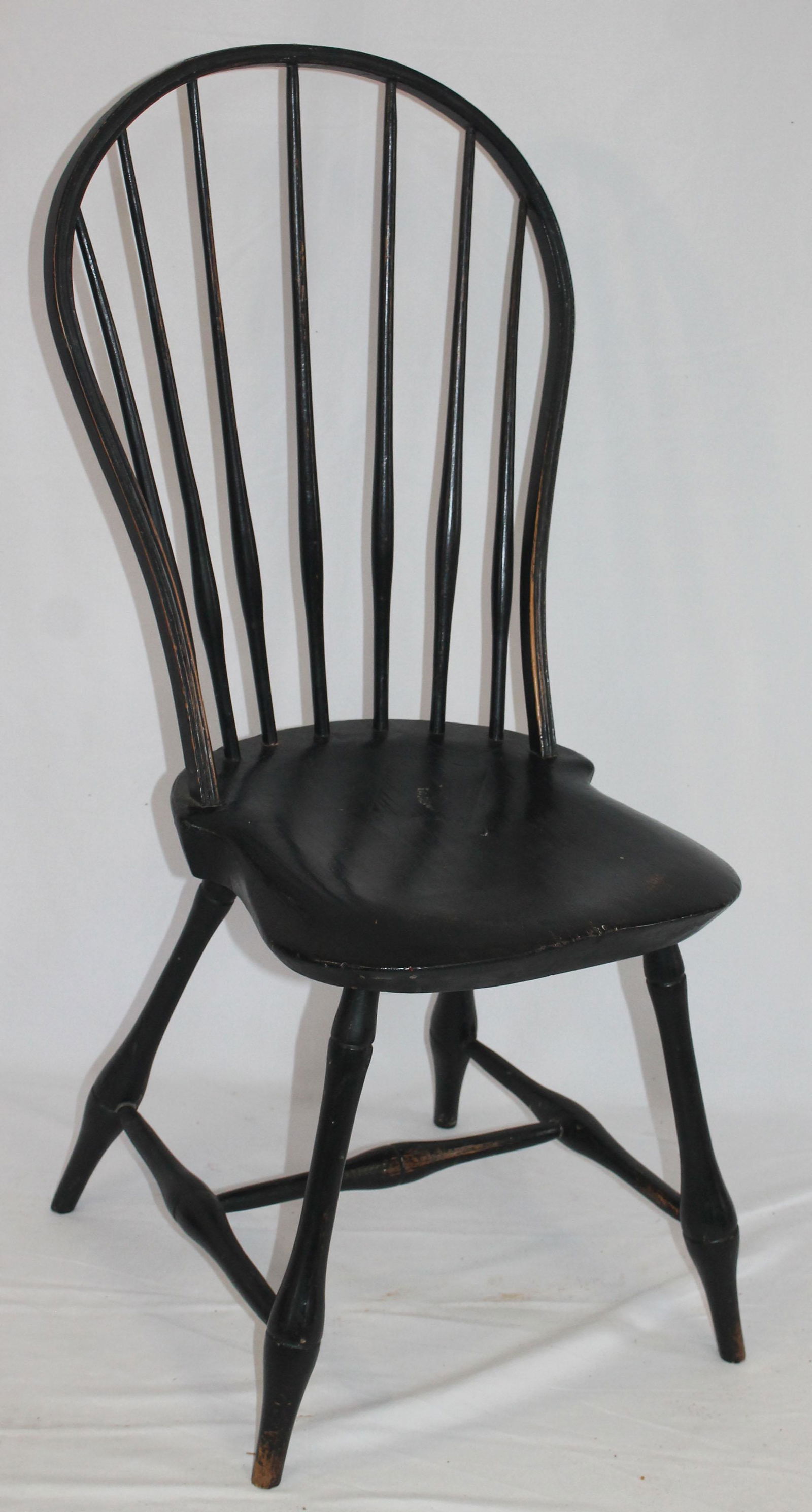Antique Windsor sack back side chair in black paint - (1 of 7)