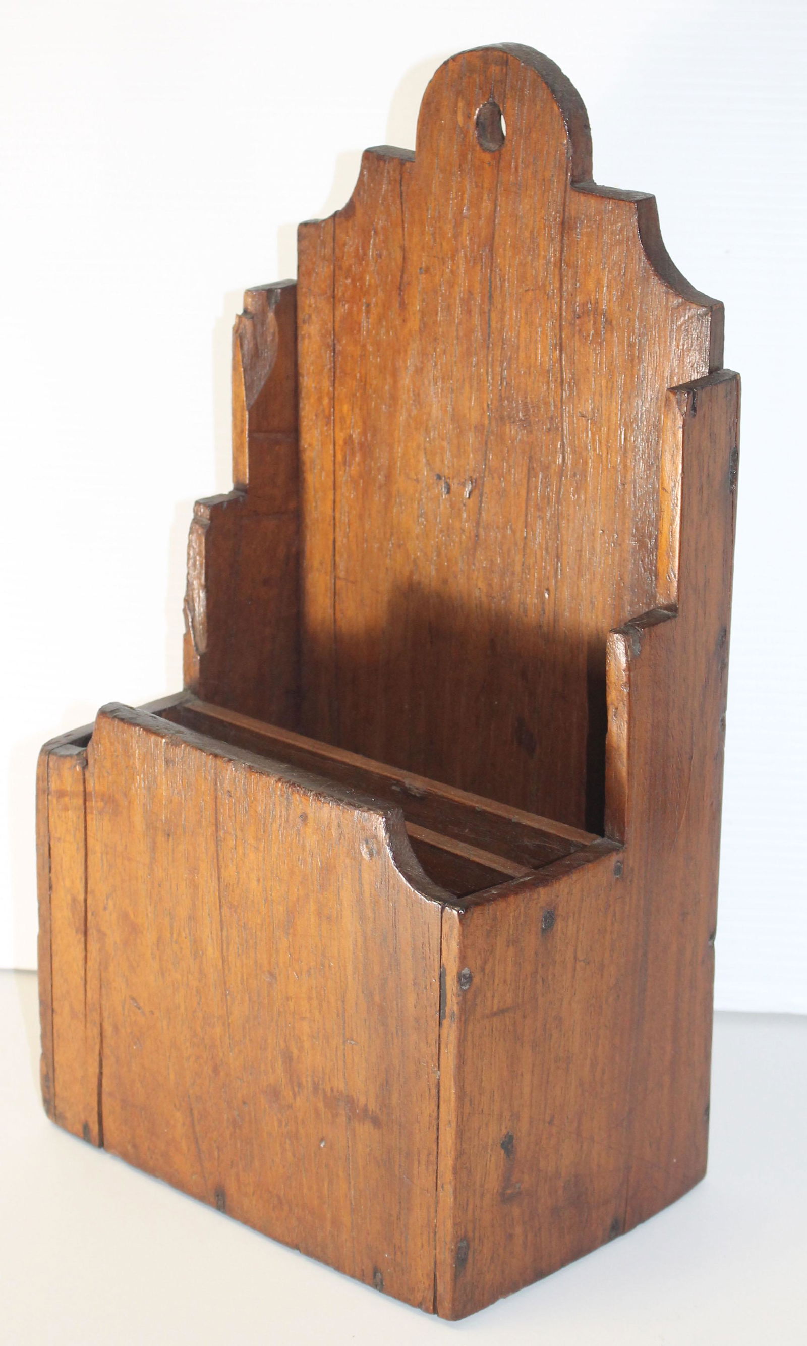 Antique pine wallbox w letter divider interior - as (1 of 5)