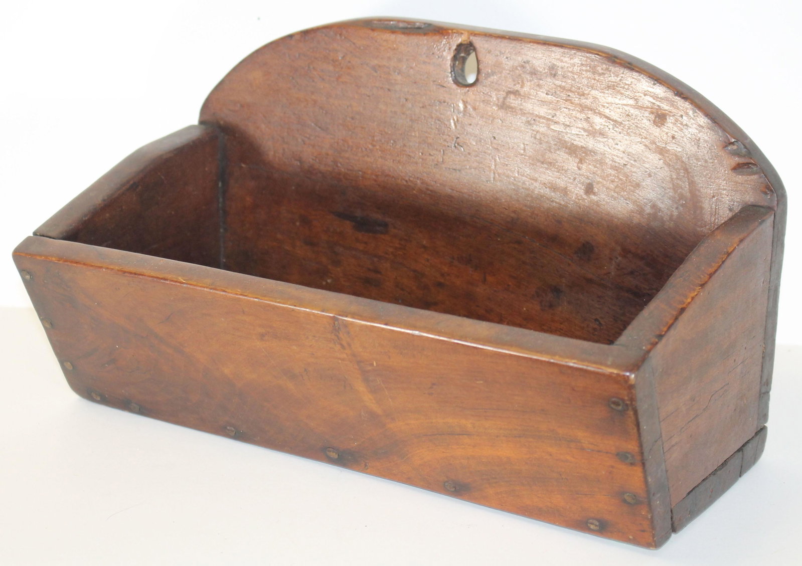 Antique wallbox w canted front - 7 1/4" tall x 12 3/4": Antique wallbox w canted front - 7 1/4" tall x 12 3/4" wide x 7" deep