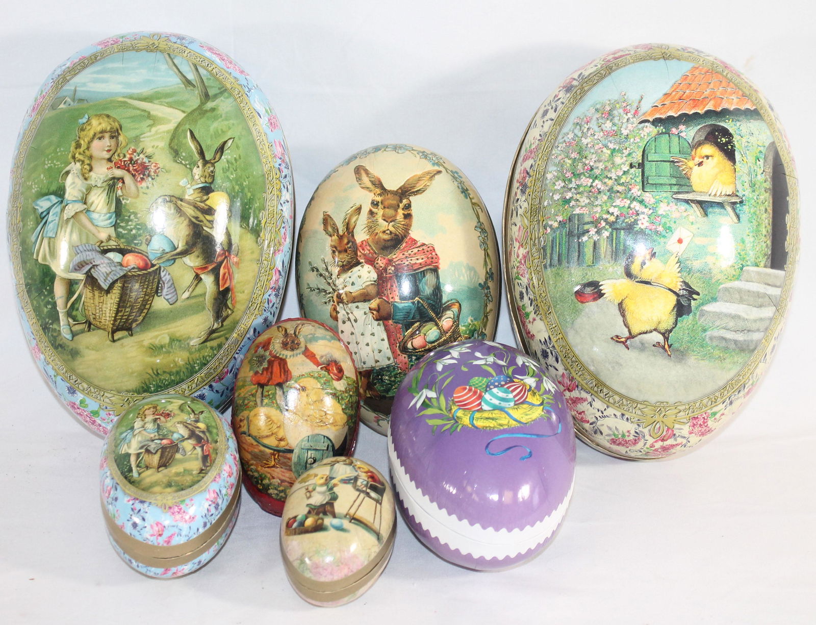 7 vintage pressed paper Easter eggs in various sizes - (1 of 7)