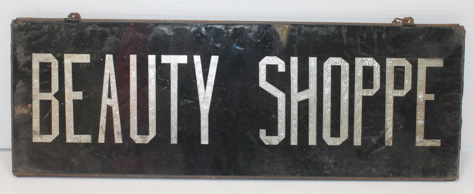 Antique reverse painted glass "Beauty Shoppe" trade (1 of 4)