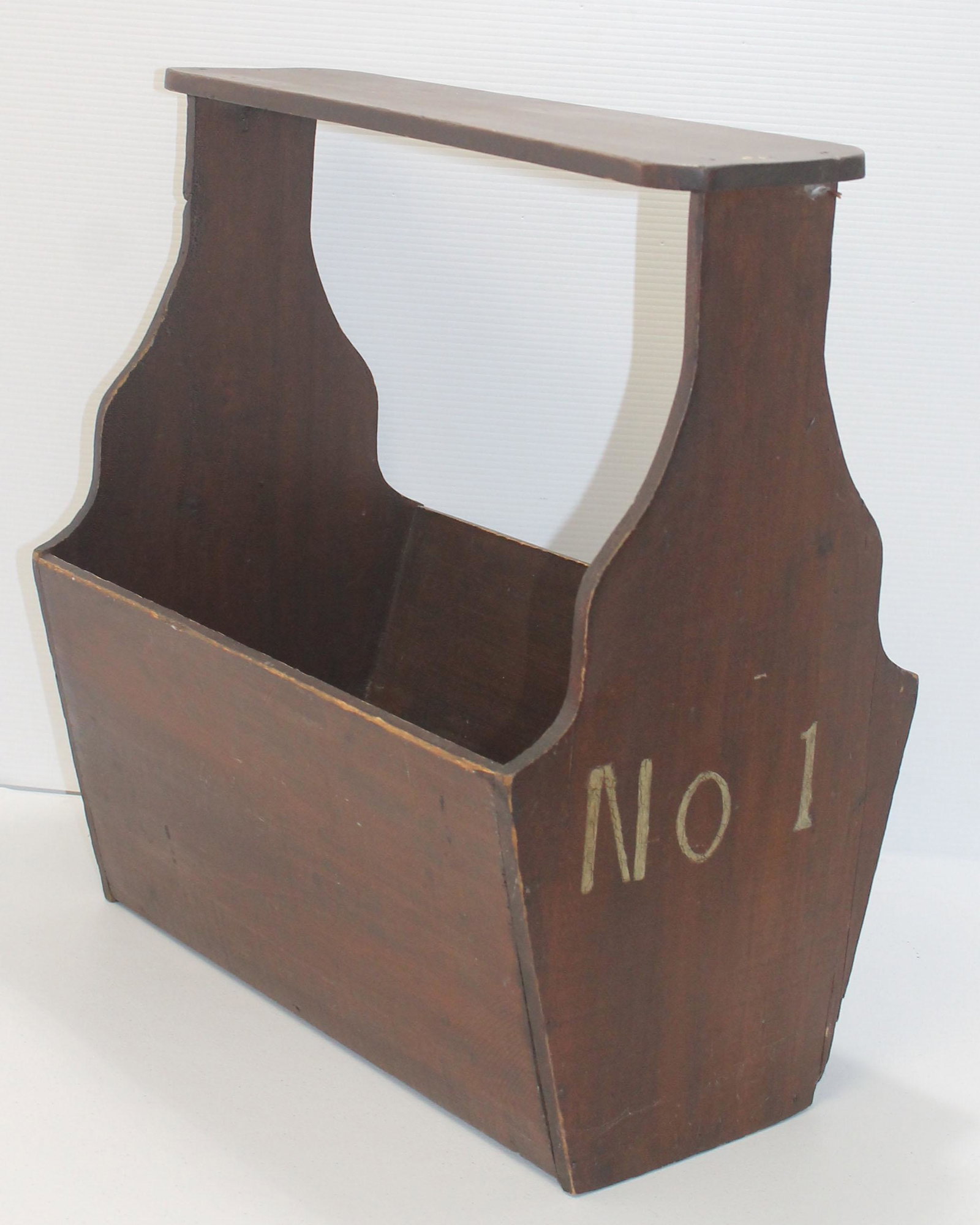 Antique wooden utility trade box marked "No 1" on one: Antique wooden utility trade box marked "No 1" on one end - 20 1/2" tall x 19" wide x 11 1/2" deep