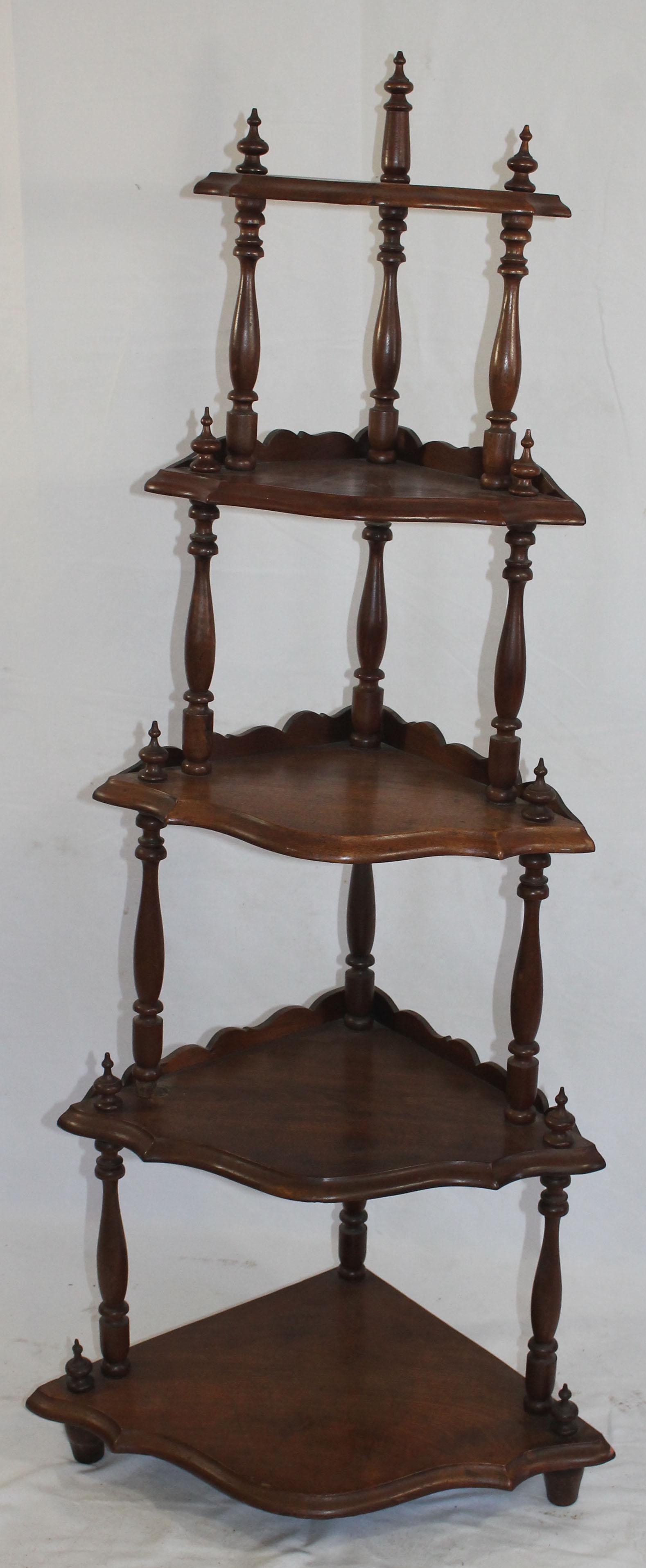 Victorian walnut corner etagere - 57" tall x 25" wide x (1 of 2)