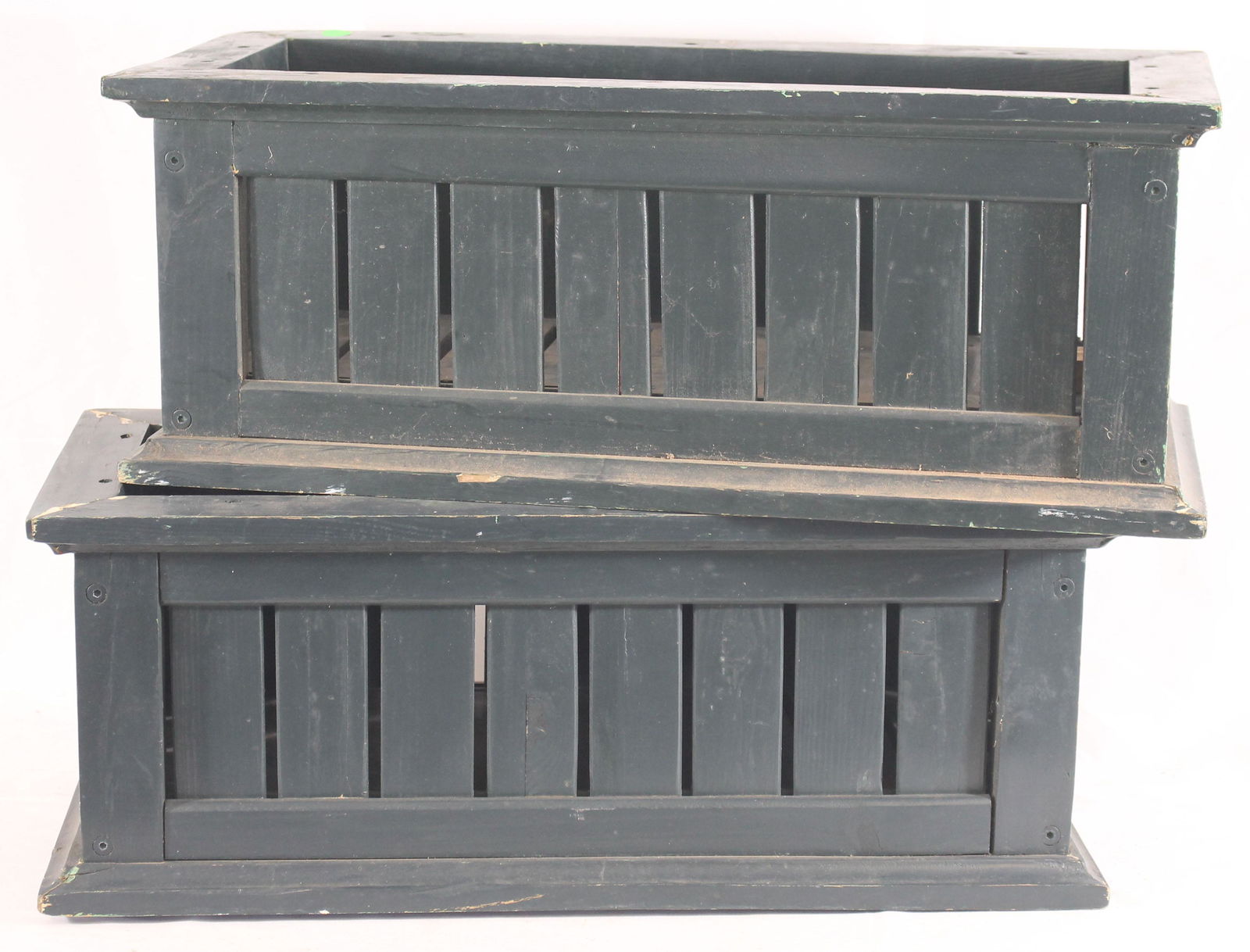 2 blue/green painted wooden planters - 24 1/4"x11"x 9 (1 of 4)