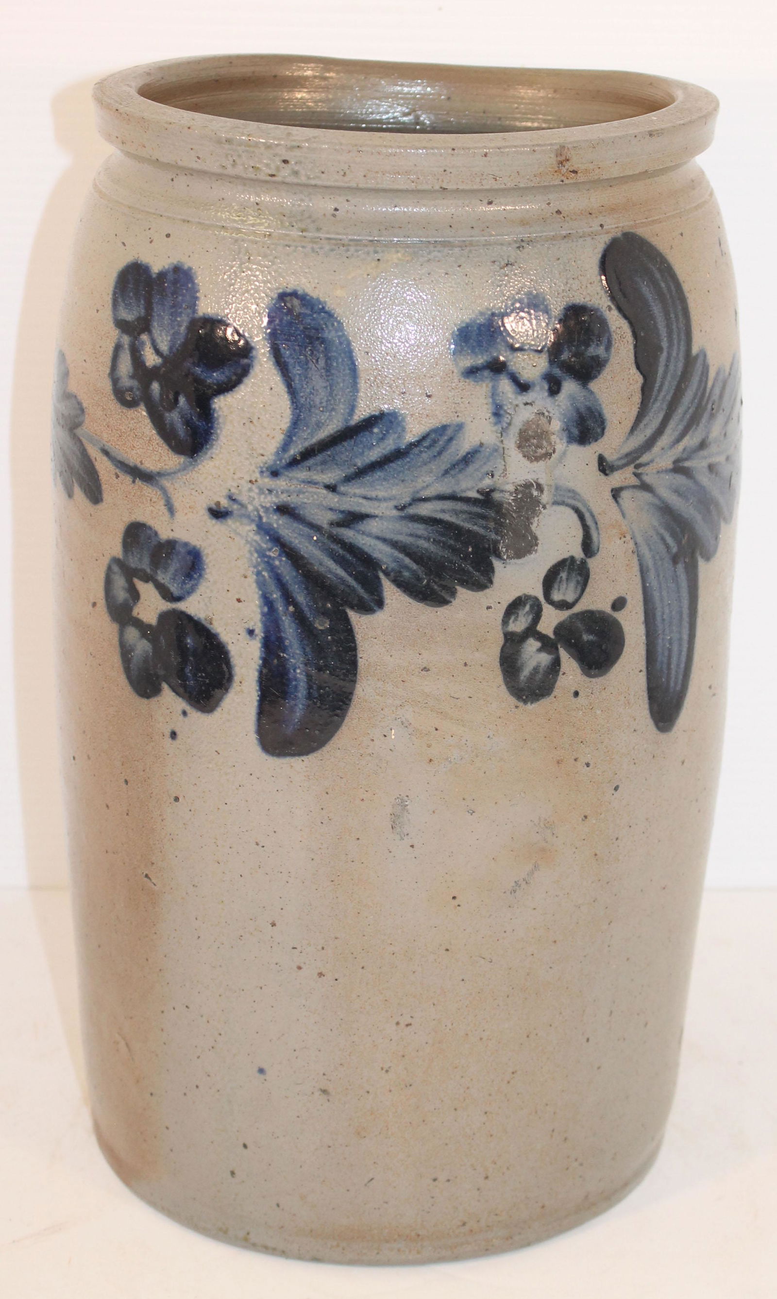 19thC Mid-Atlantic 2 gal stoneware jar cobalt dec - 14" (1 of 11)