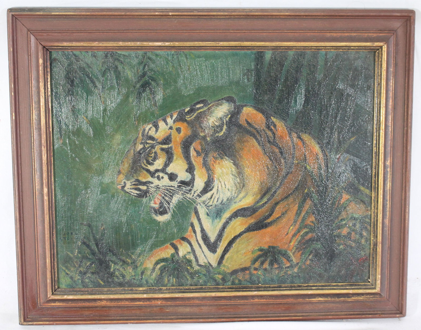 sgnd Joel Stolpen (?) 12"x16" o/bd of a tiger: sgnd Joel Stolpen (?) 12"x16" o/bd of a tiger