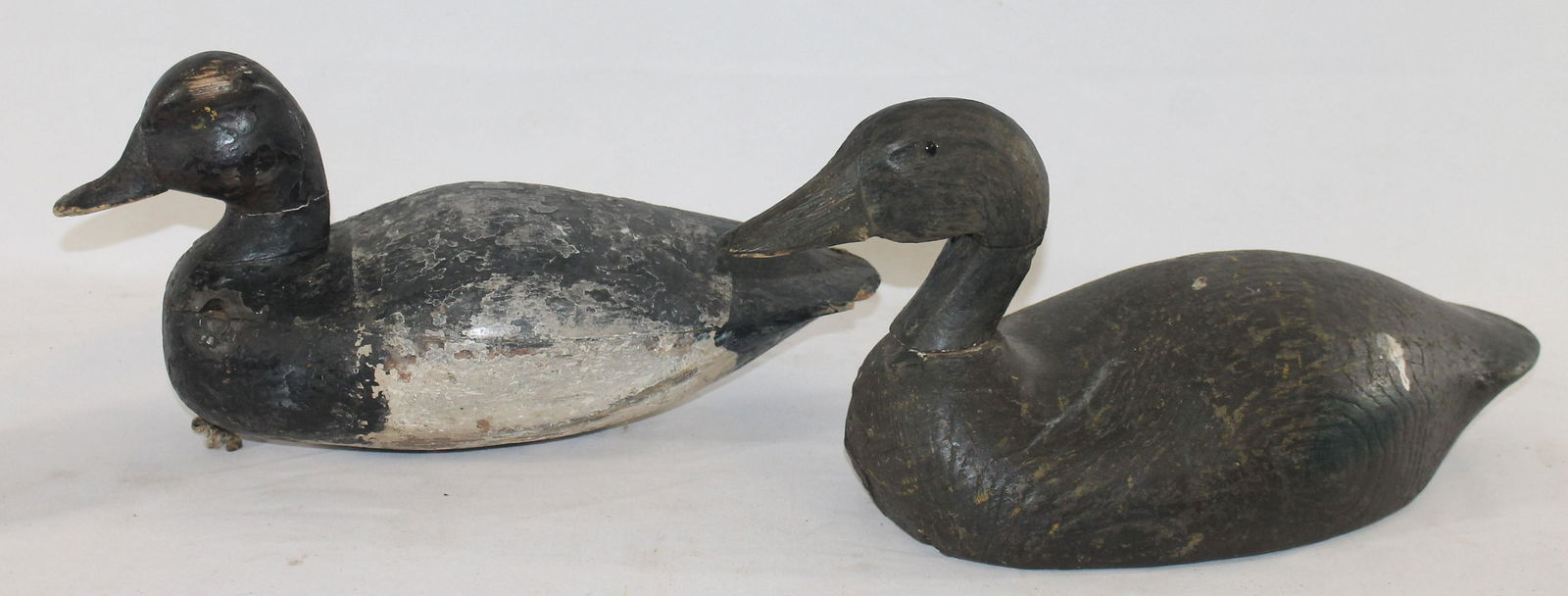 2 antique wooden painted duck decoys - 1 w weight - 1 (1 of 7)