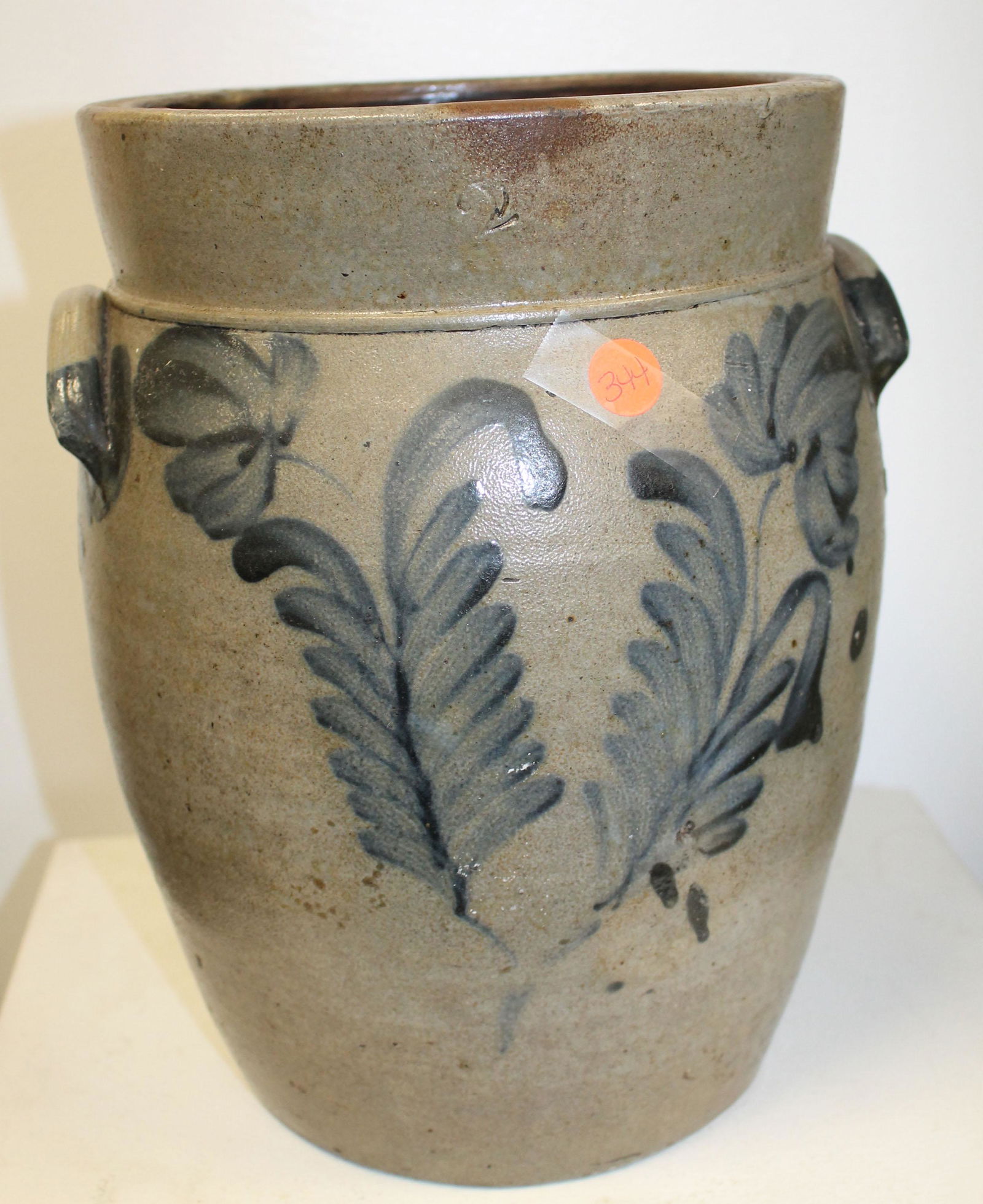 19thC Mid-Atlantic 2 gal stoneware jar w cobalt dec - (1 of 8)