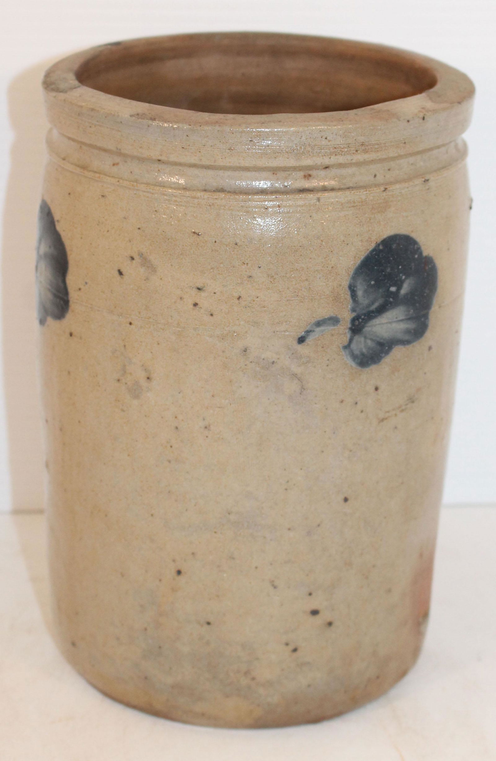 19thC Mid-Atlantic stoneware jar w cobalt dec - 8 1/4" (1 of 7)