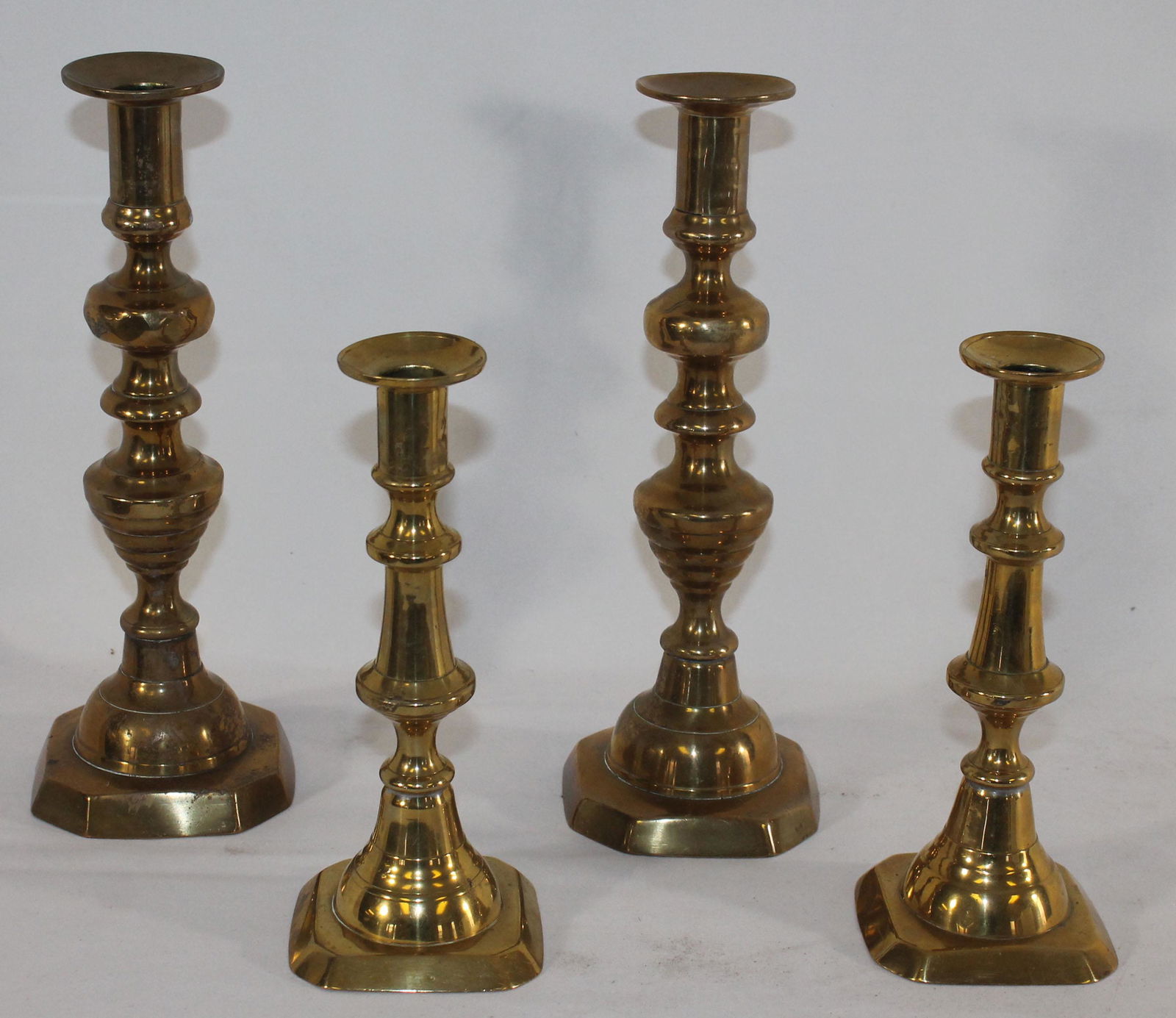 2 pairs of brass push up candlesticks - 11" & 8 1/4" (1 of 4)