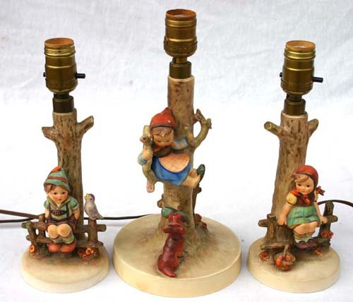 lot of 3 Hummel lamps - #225/1, 224/1 & 44B (Full : lot of 3 Hummel lamps - #225/1, 224/1 & 44B (Full Bee mark on 1)