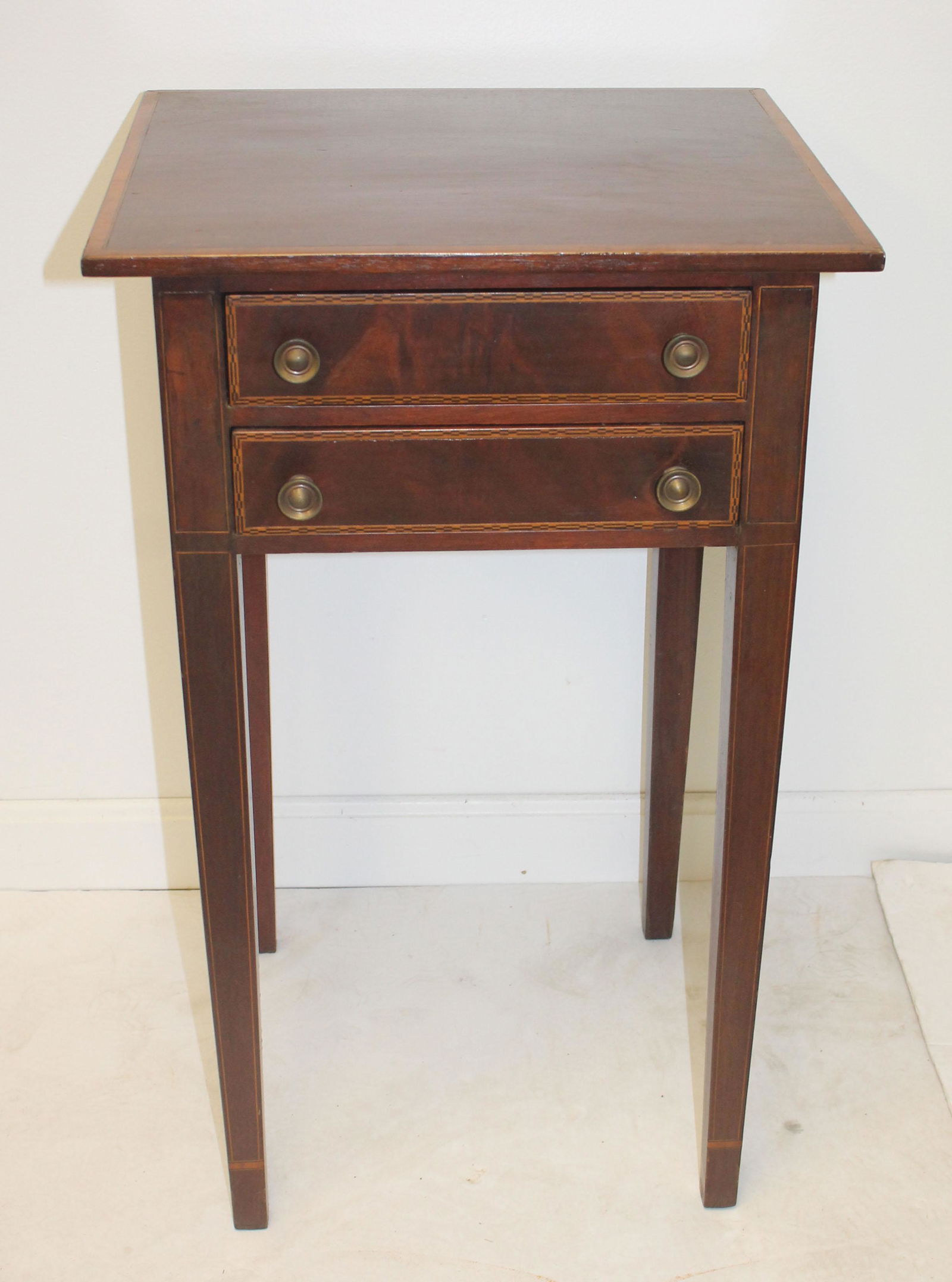 Antique Hepplewhite style mahog inlaid 1 dr stand - (1 of 6)