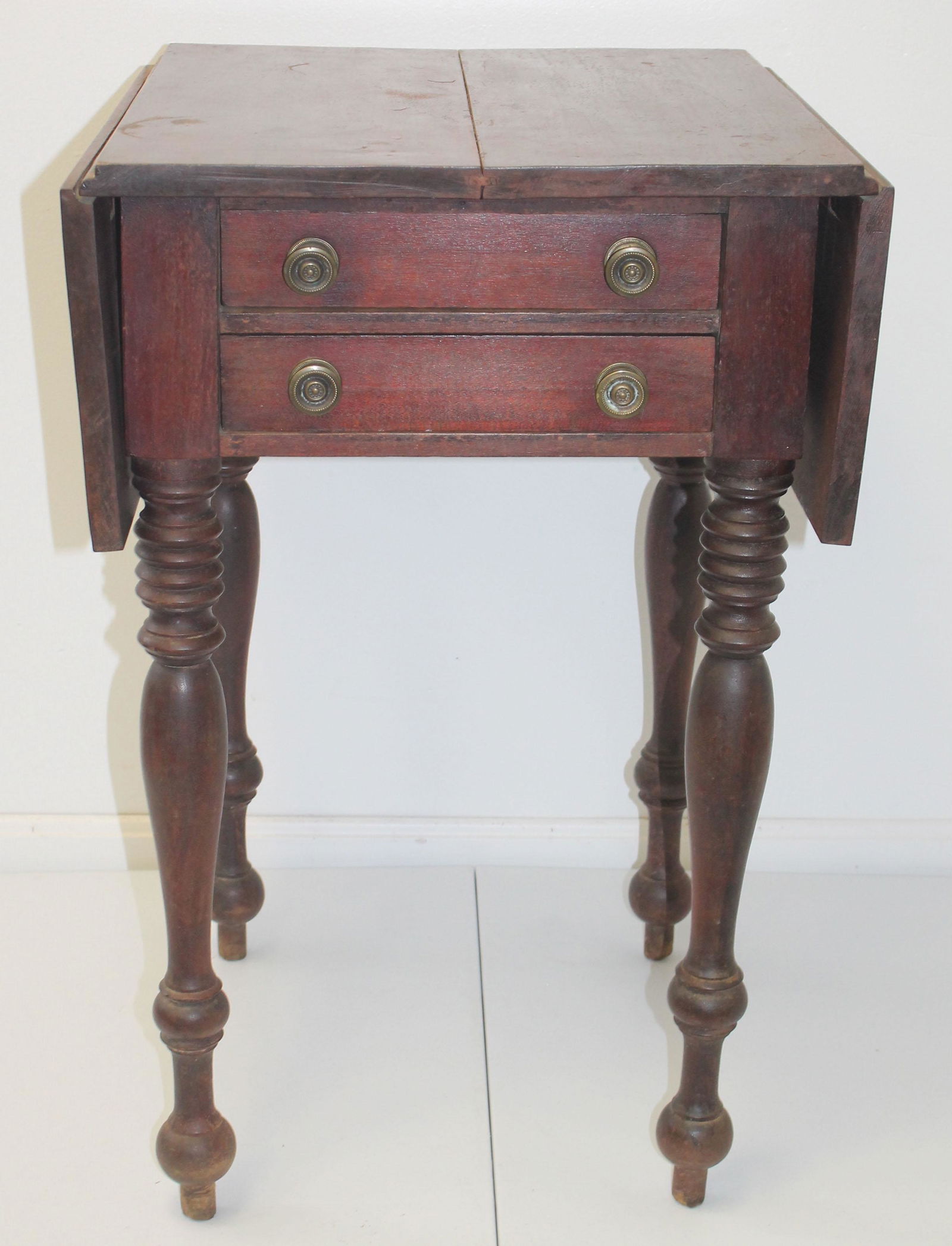Ca 1810-20 two dr dropleaf work table in orig surface (1 of 9)
