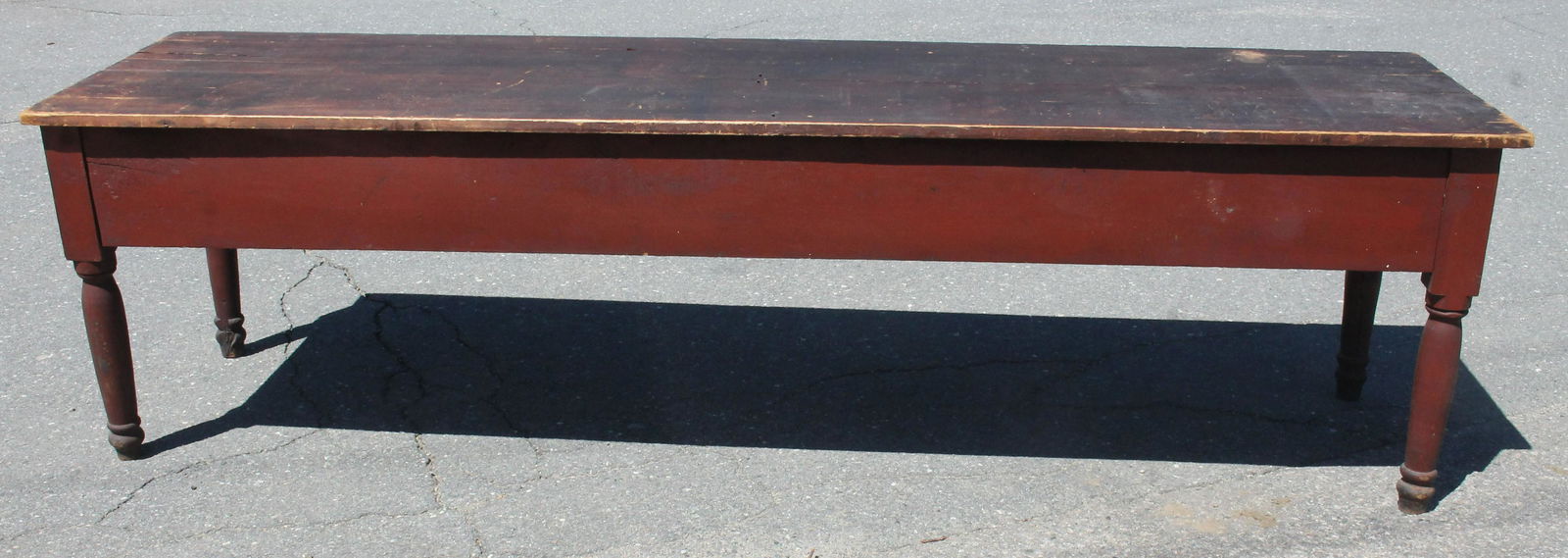 Wonderful 19thC farm table in red paint - 9'2" long x (1 of 9)