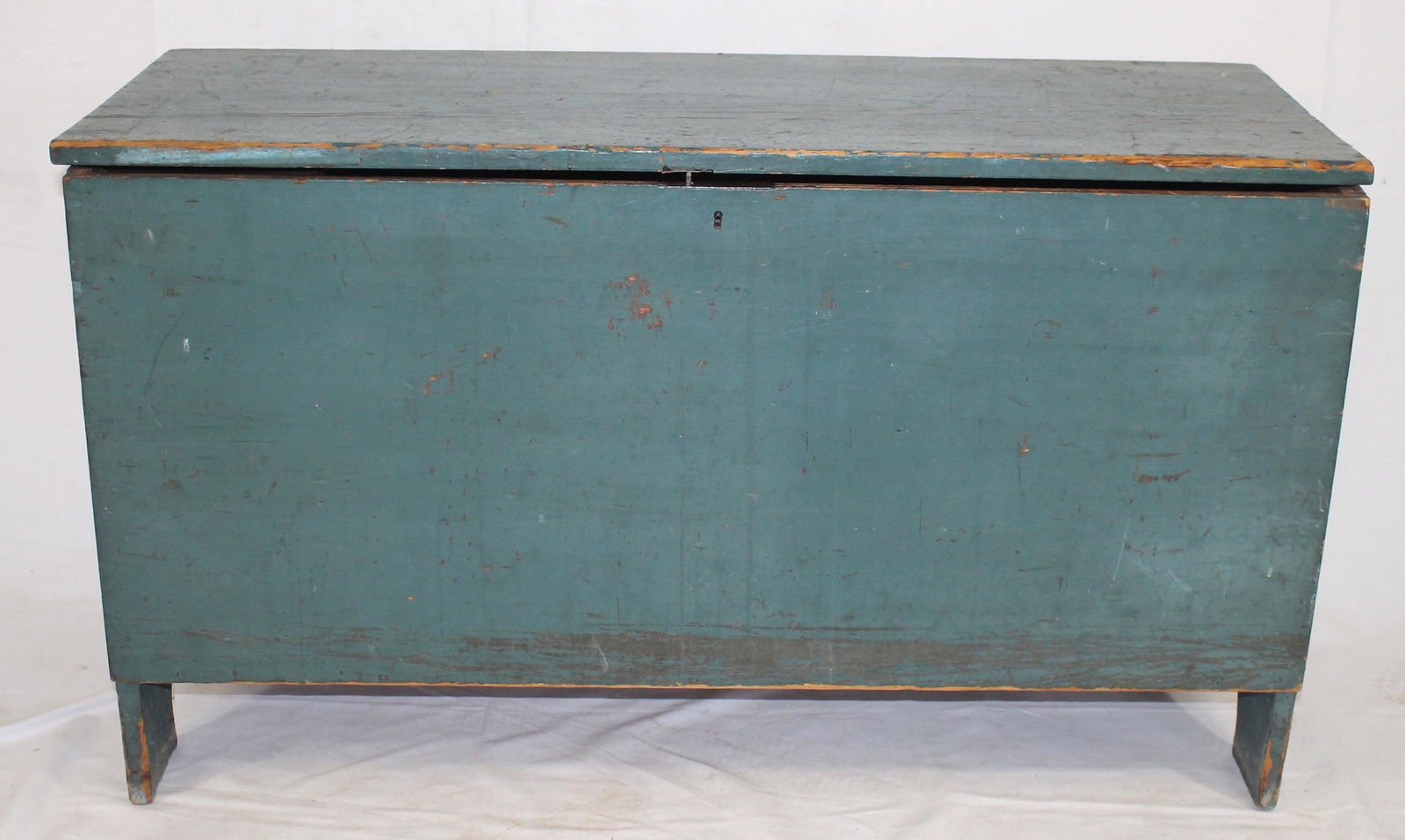 19thC blanket chest w till in old blue paint - (1 of 10)