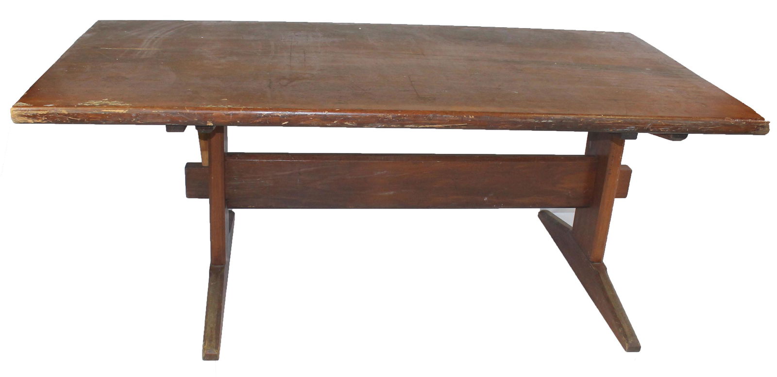 Antique trestle table - approx 71"x35 3/4" x 28 1/2" (1 of 7)