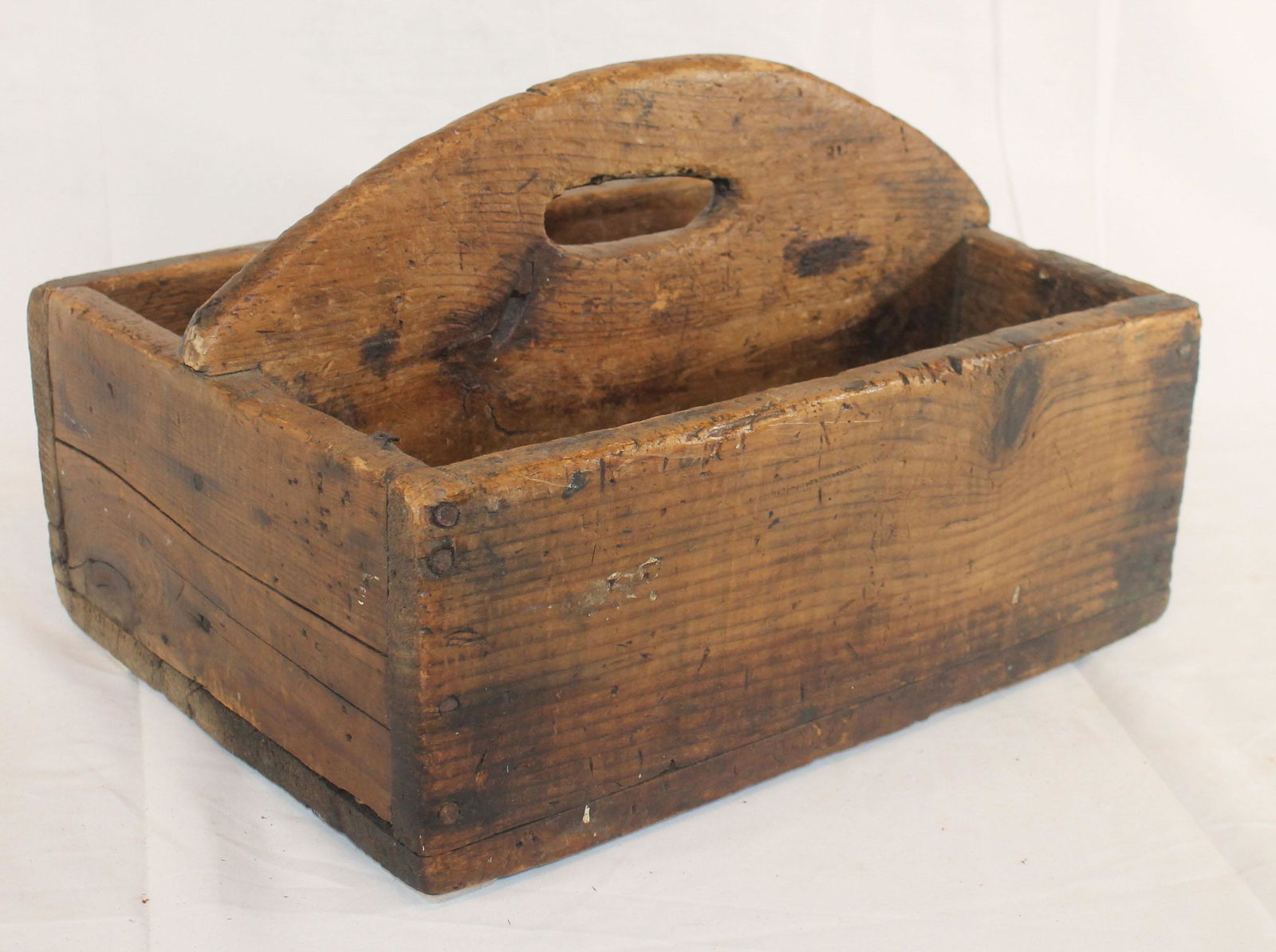 large antique wooden tool carrier - approx 16 1/2"x12 (1 of 7)