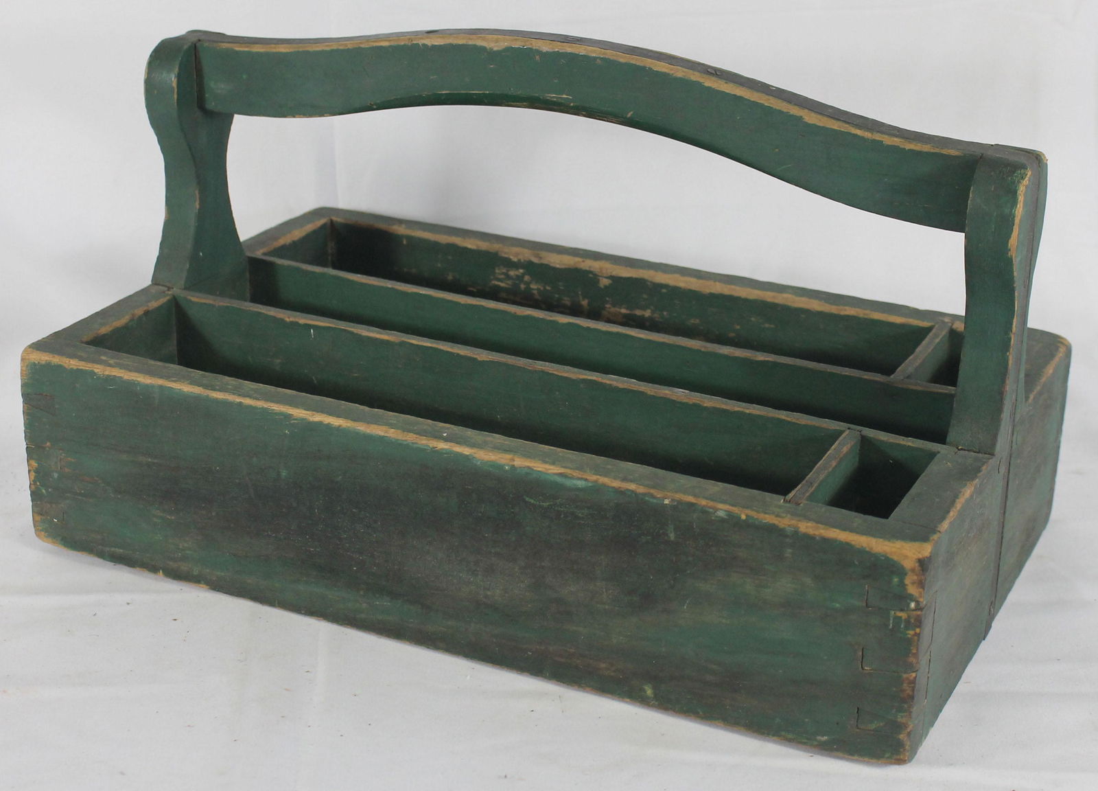 Antique knife tray in green paint - 15 3/4"x9 1/2" x 8 (1 of 5)