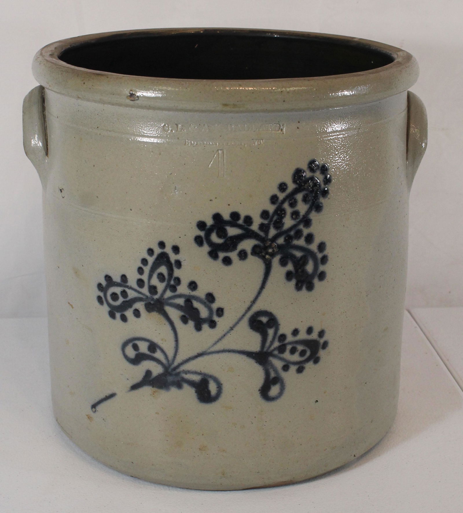 OL & AK Ballard Bennington, VT stoneware 4 gal crock w (1 of 8)