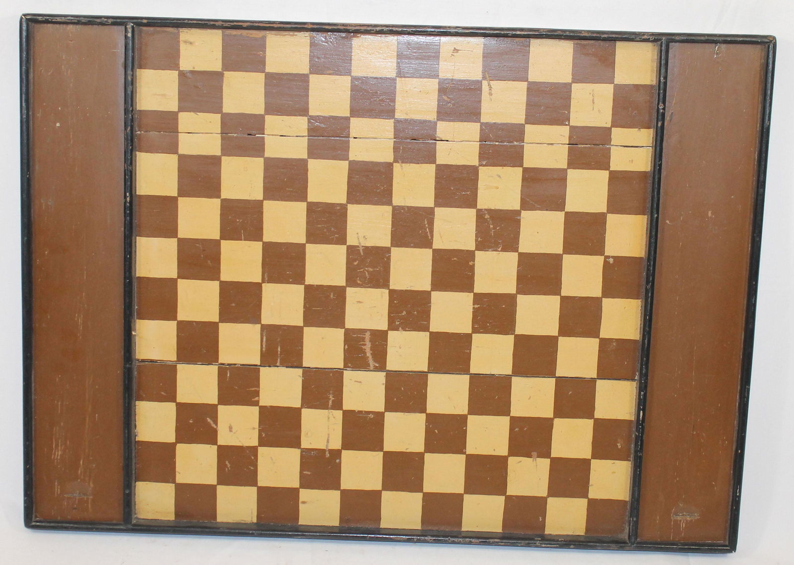 Antique wooden painted gameboard - checkers w tray ends (1 of 9)