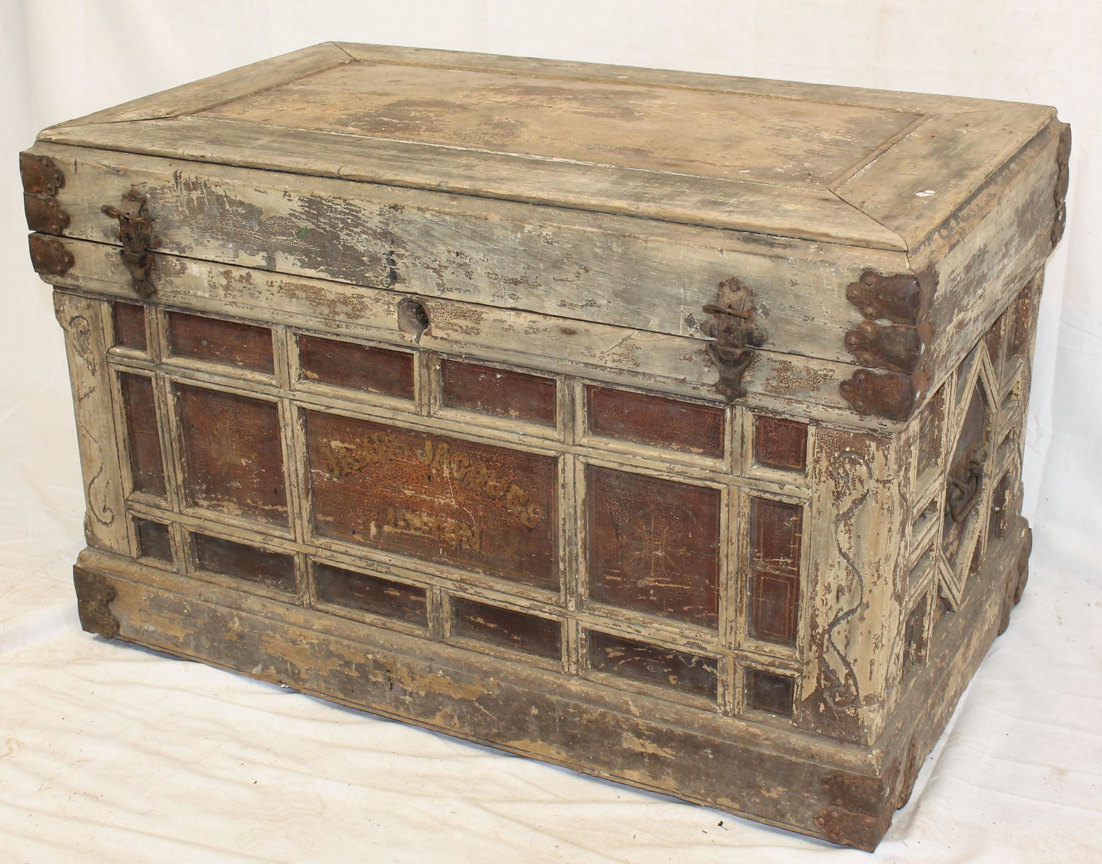 Antique tool chest w iron bands & fitted interior - 23 (1 of 7)
