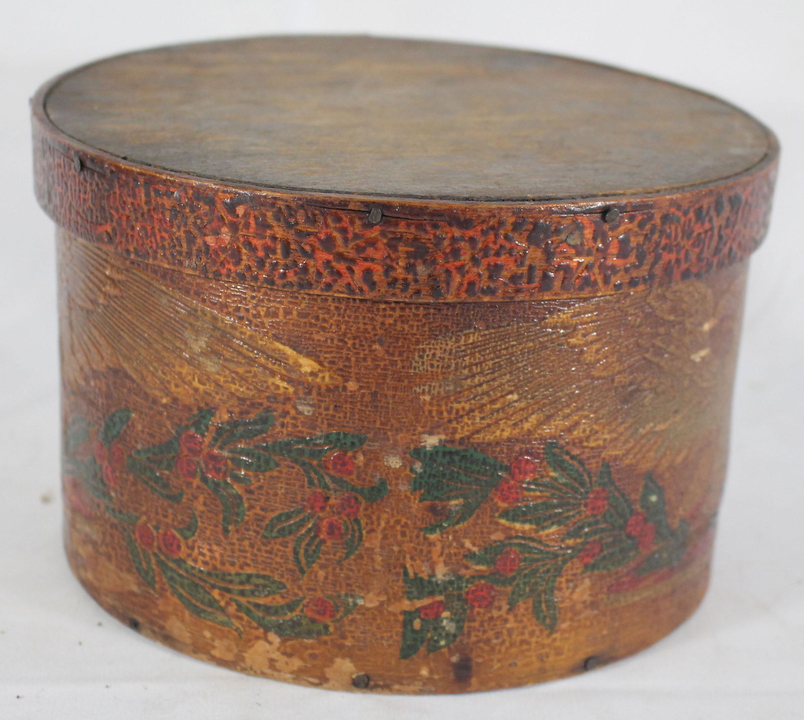 Antique pantry box w etched & painted eagle dec on side (1 of 8)