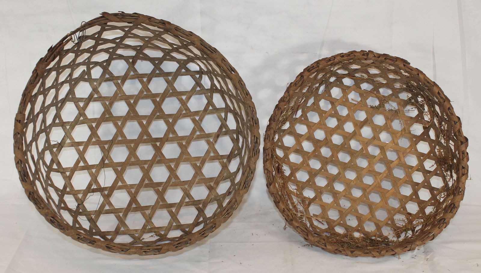 2 antique cheese baskets - as found - 4"x 16" diam & (1 of 6)