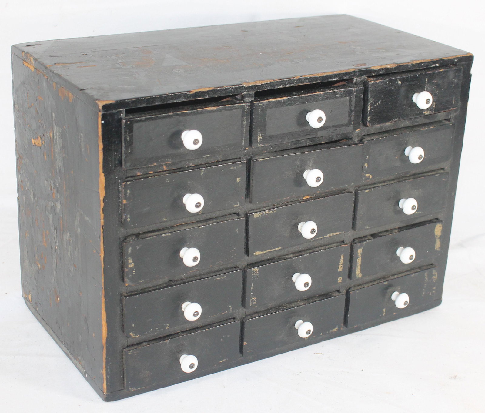 Antique watchmaker's chest w watch parts in drawers - (1 of 4)