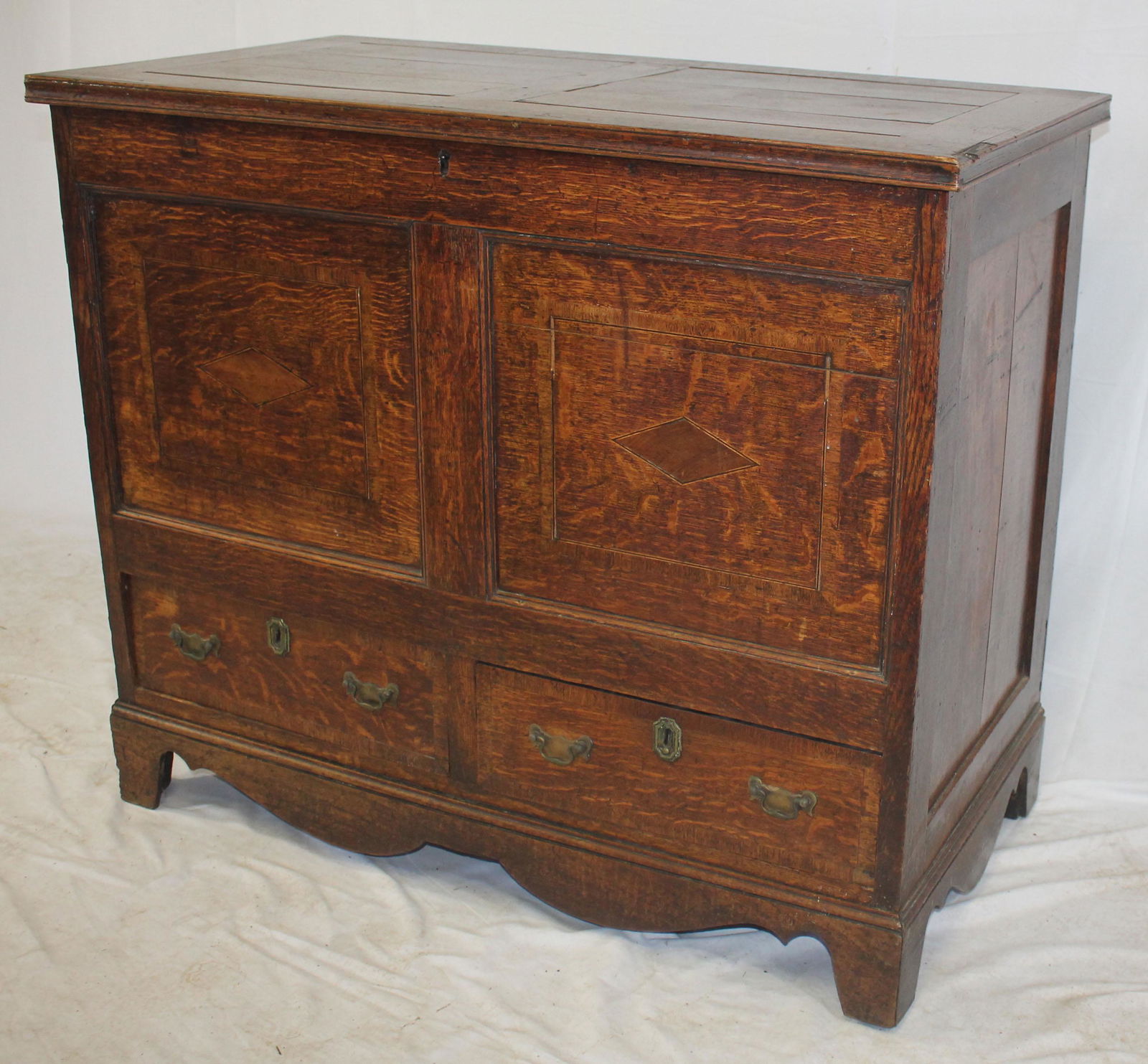 19thC lift top 2 drawer oak blanket chest (1 of 14)