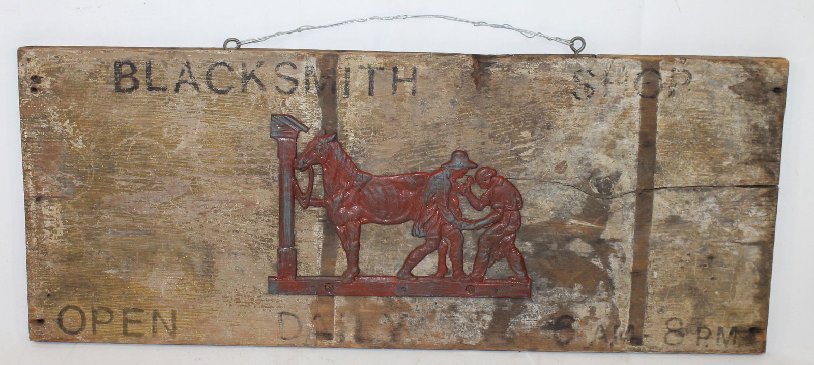Antique wood & tin trade sign "Blacksmith" - 14 (1 of 6)