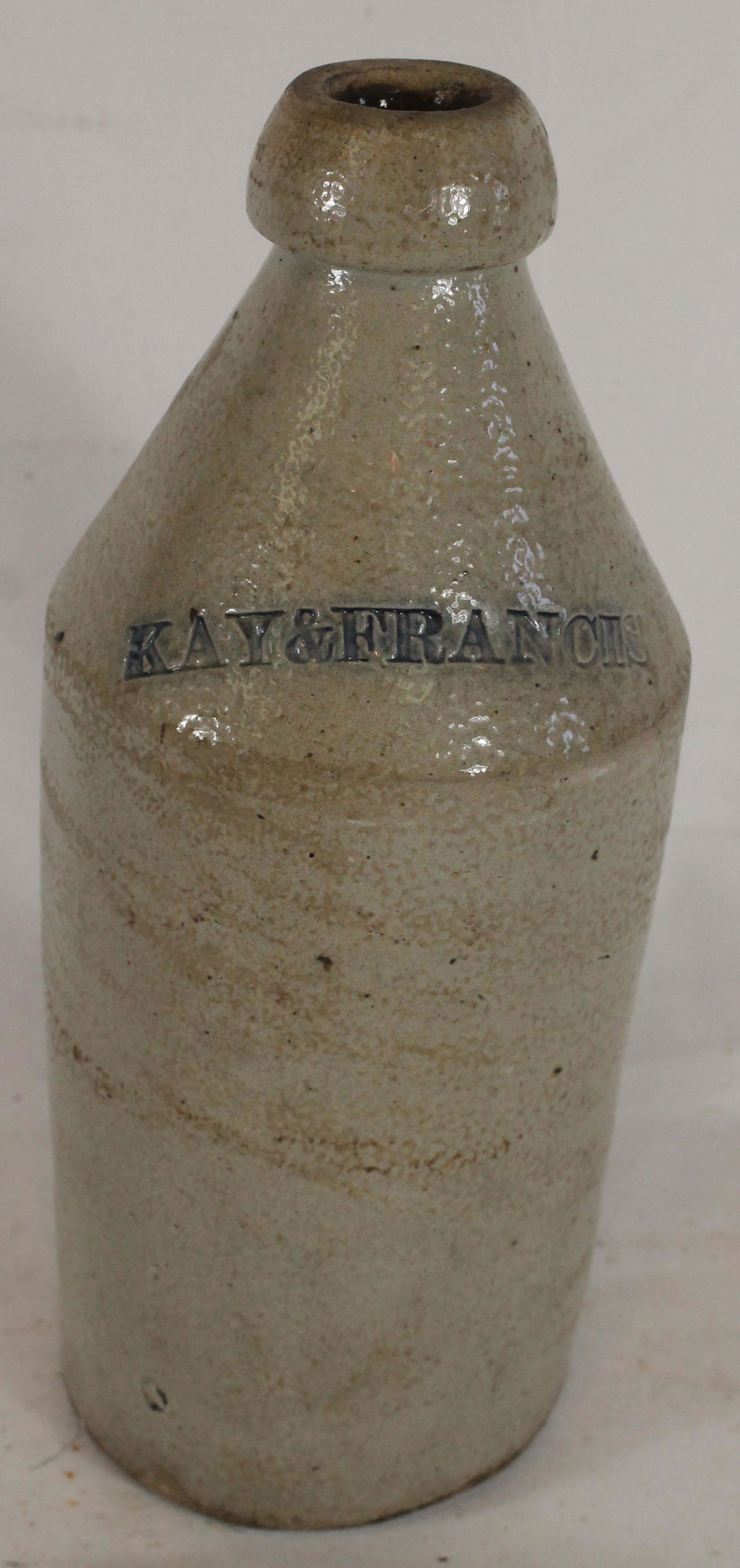 Antique stoneware bottle w bottle "Kay & Francis" (1 of 5)