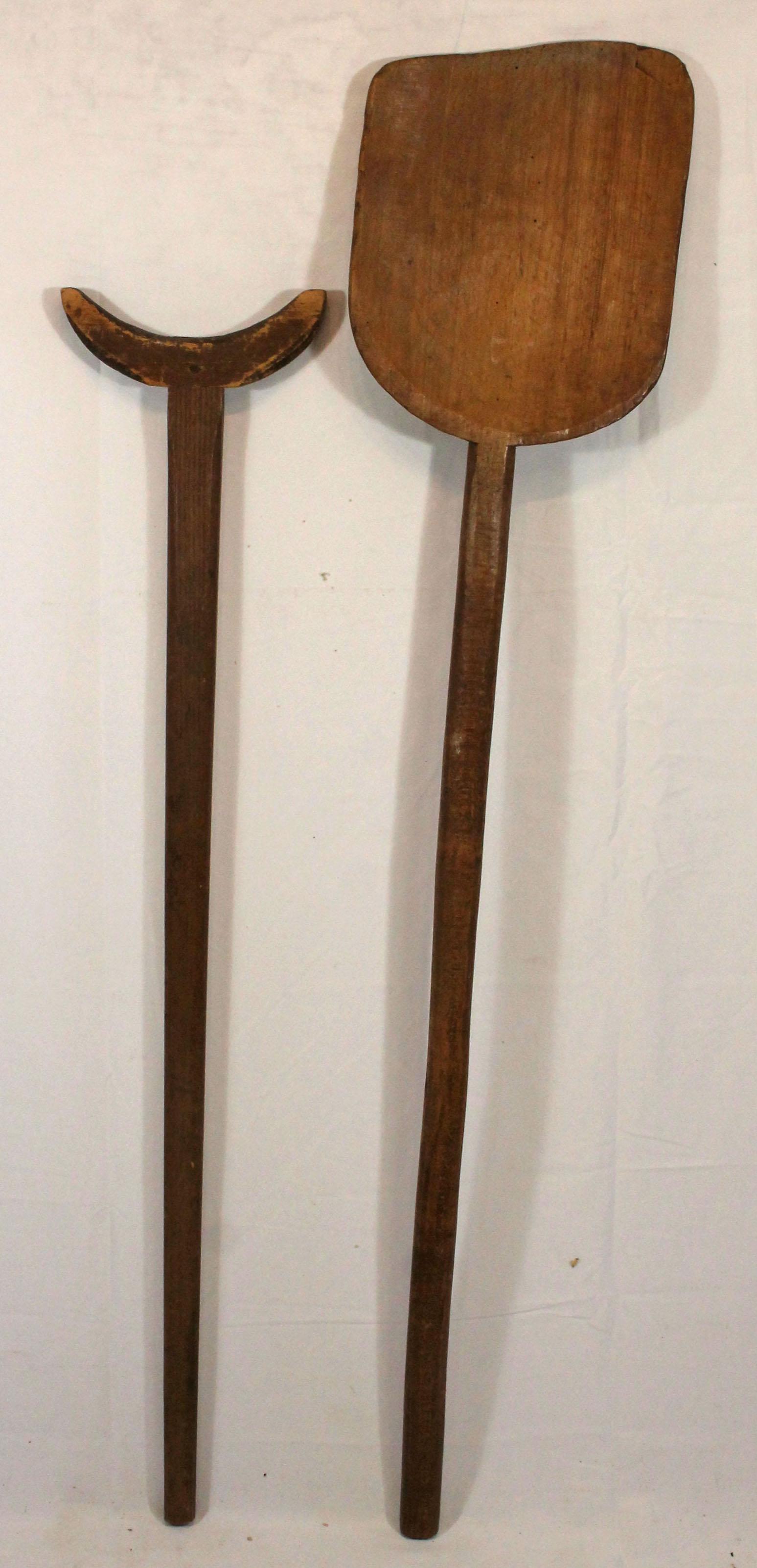 Antique wooden crutch & shovel - 38 1/2" & 46 1/2" (1 of 6)