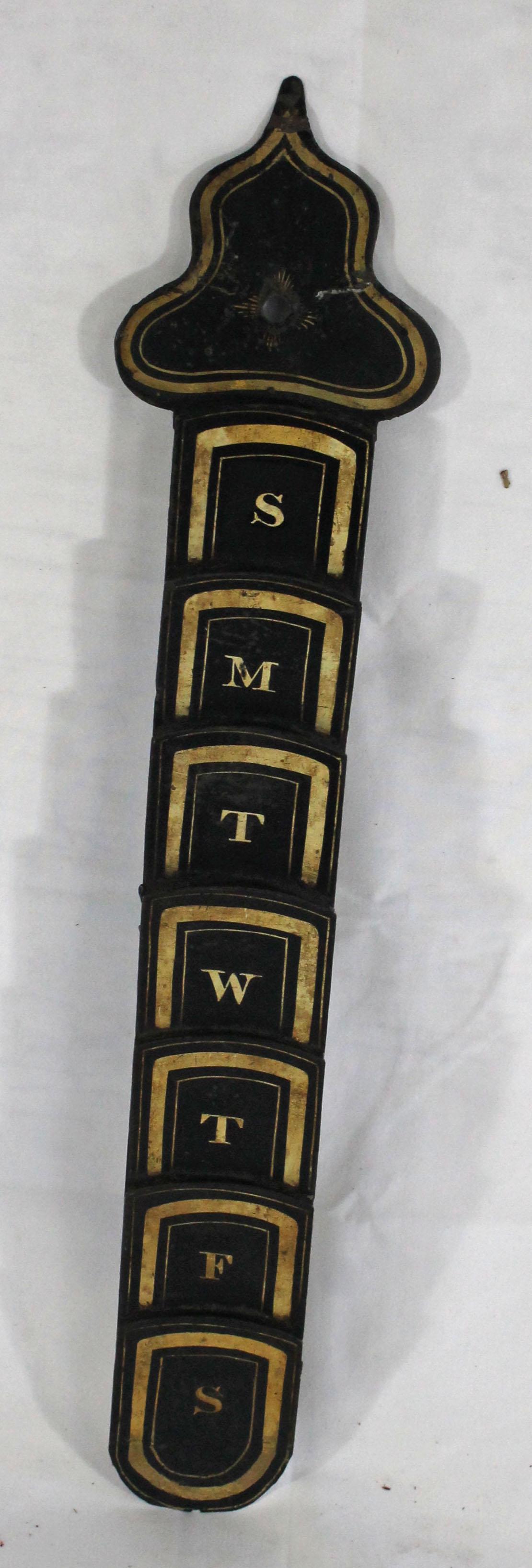 Antique tole painted daily letter holder - 16 3/4" (1 of 5)