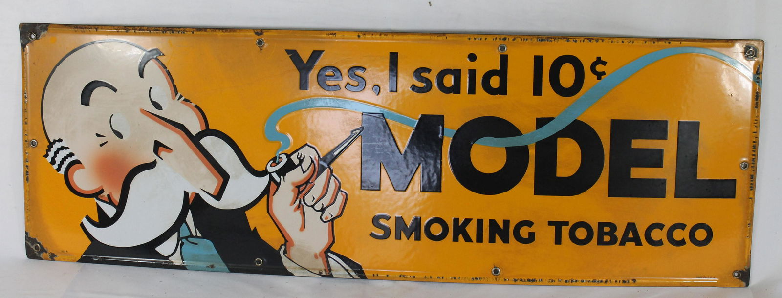 2 Model's Tobacco trade signs - 1 tin w enamel the (1 of 8)