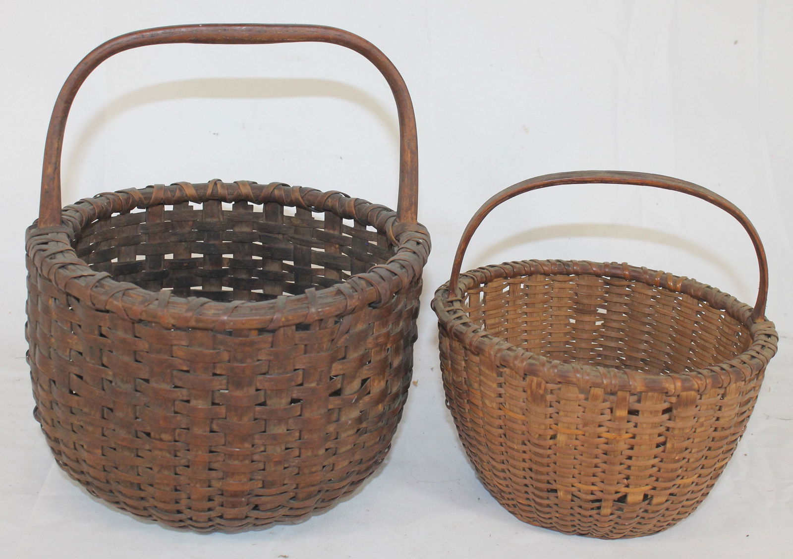 2 antique small fixed handled baskets - 9 3/4" x 8 1/4" (1 of 6)