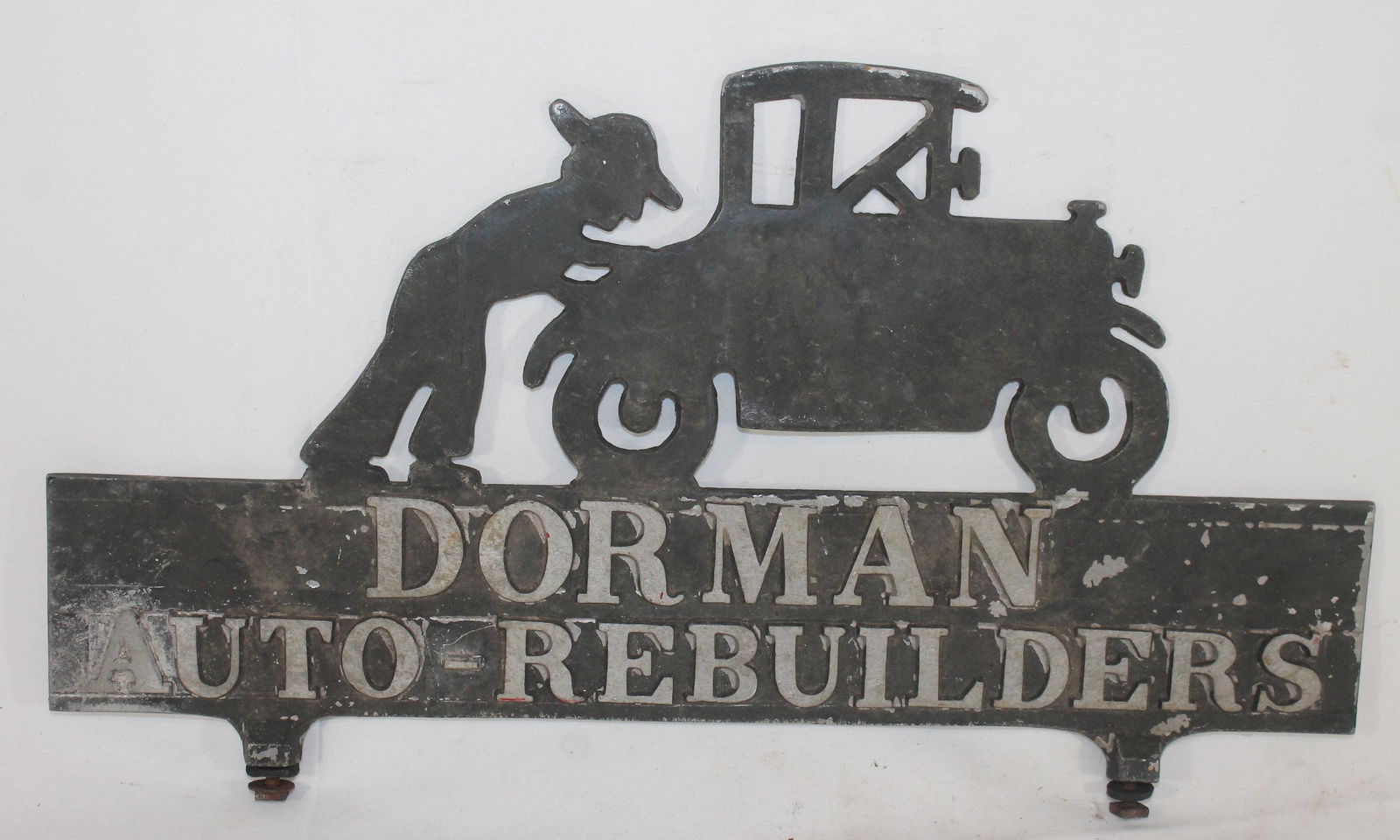 Metal dbl sided trade sign w applied letters "Dorman (1 of 4)