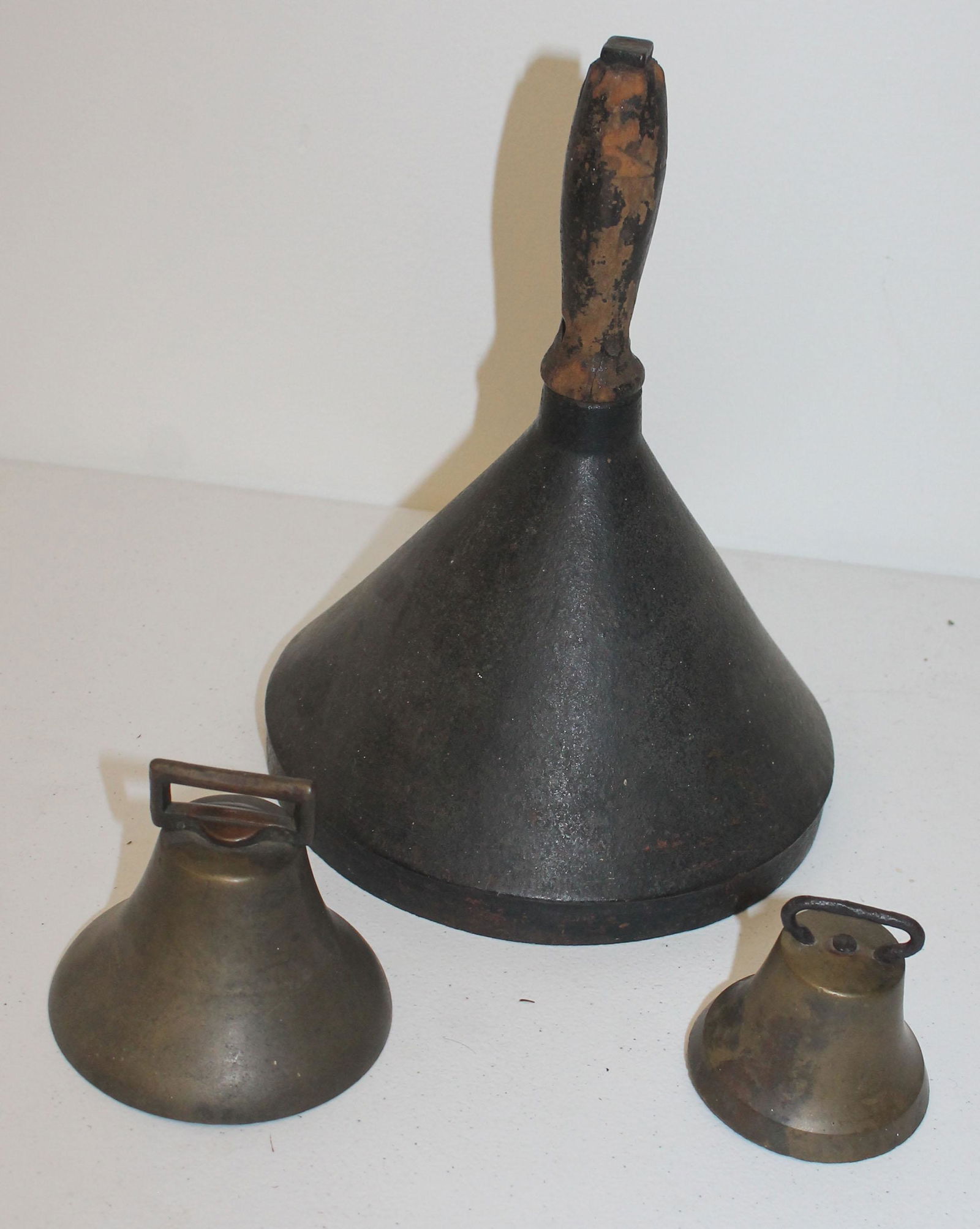 3 antique bells incl large cast iron & 2 cow bells (1 of 8)