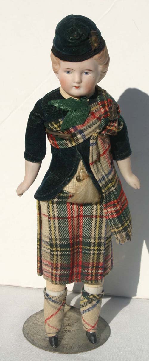 ca 1890 Parian head doll in orig Scottish outfit -: ca 1890 Parian head doll in orig Scottish outfit - 10 1/2" tall