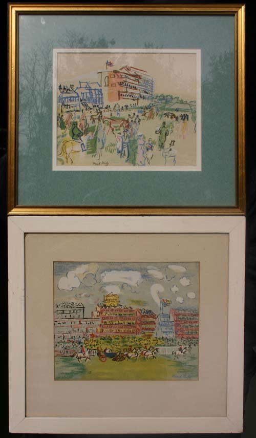 lot of 2 Raoul Dufy (1877-1953) 6 3/4 x 8 1/4 silk: lot of 2 Raoul Dufy (1877-1953) 6 3/4 x 8 1/4 silk screen horse racing scenes